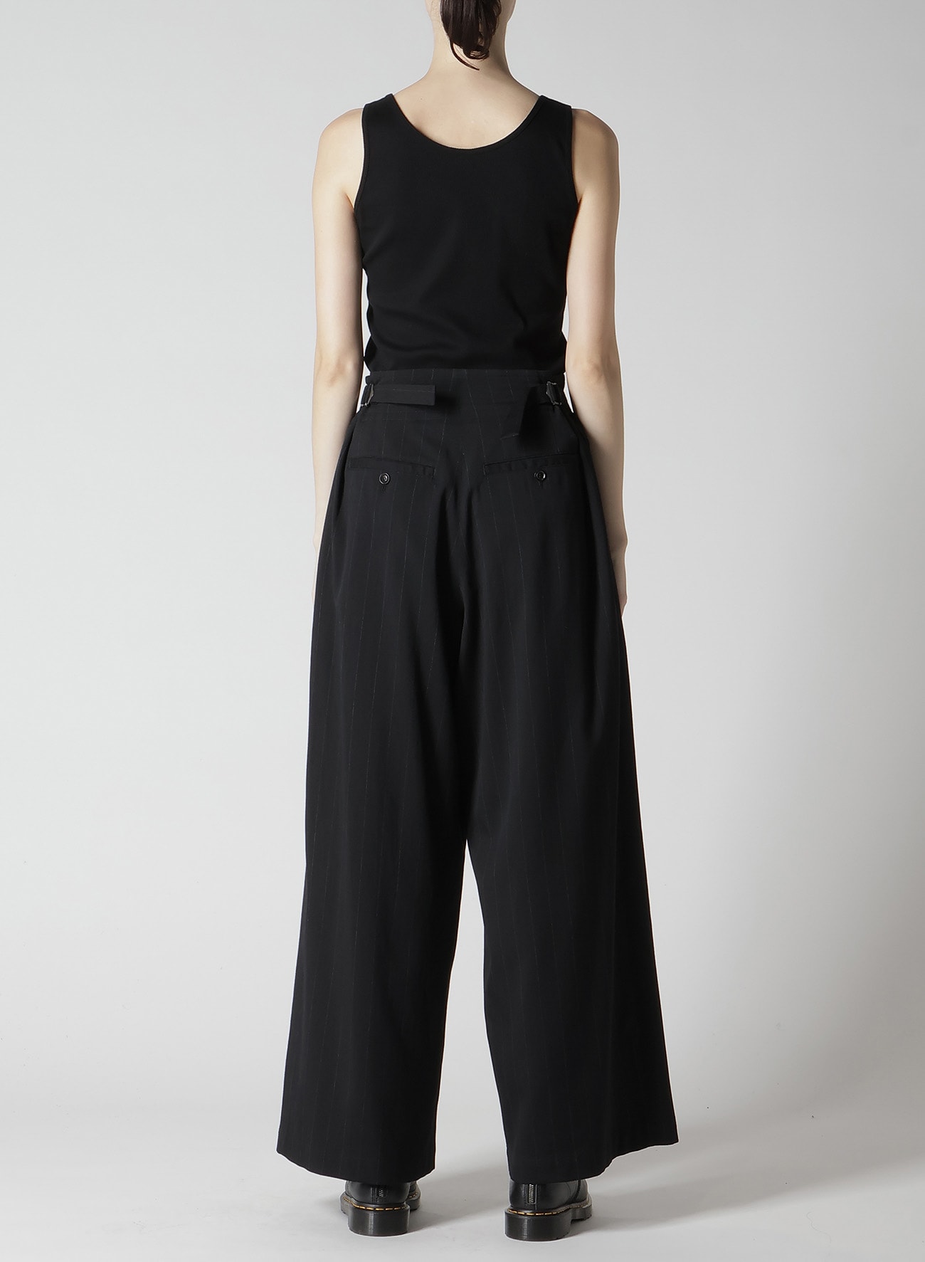 W/RY STRIPE WAIST STRING WIDE PANTS