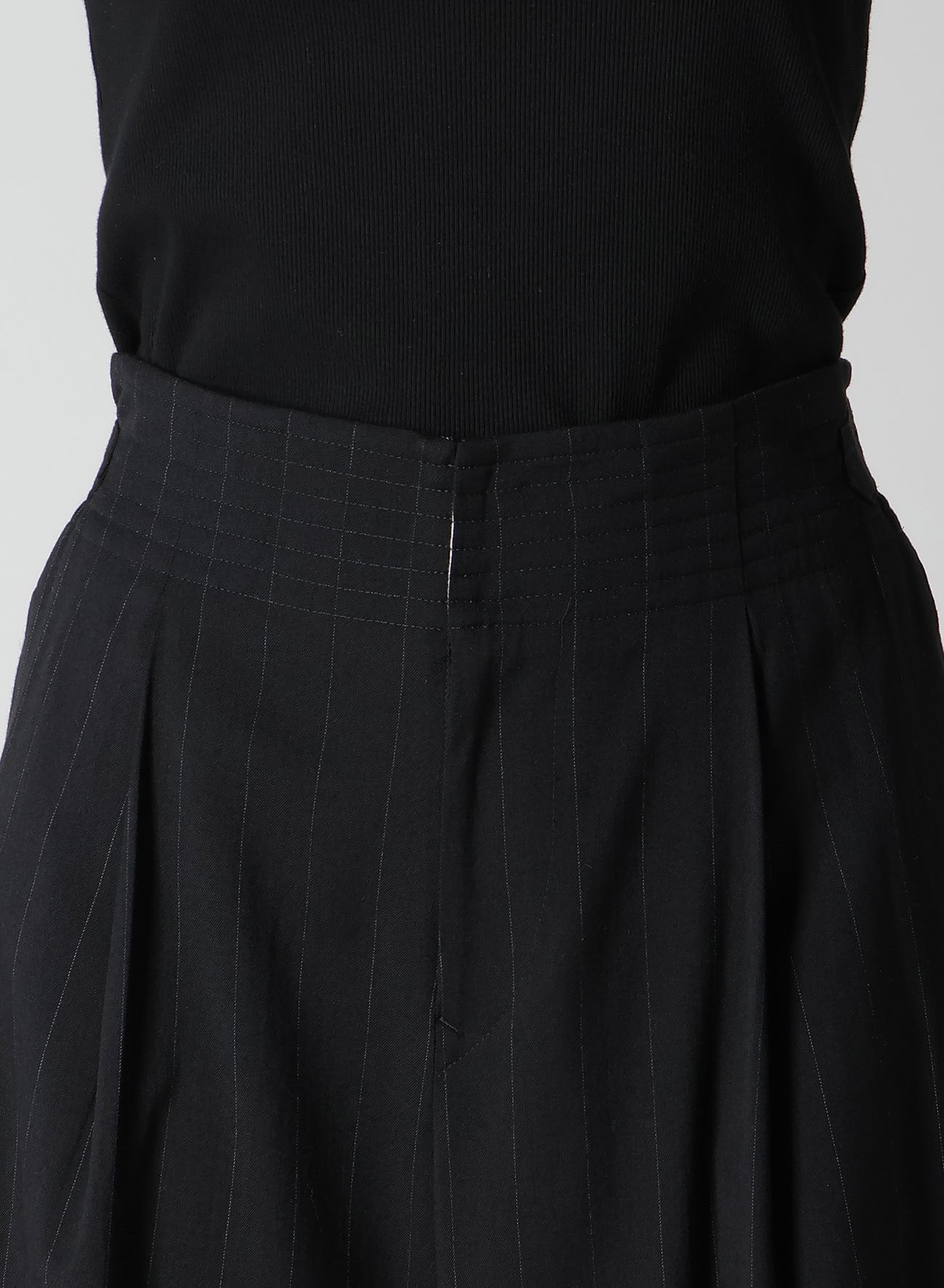 W/RY STRIPE WAIST STRING WIDE PANTS