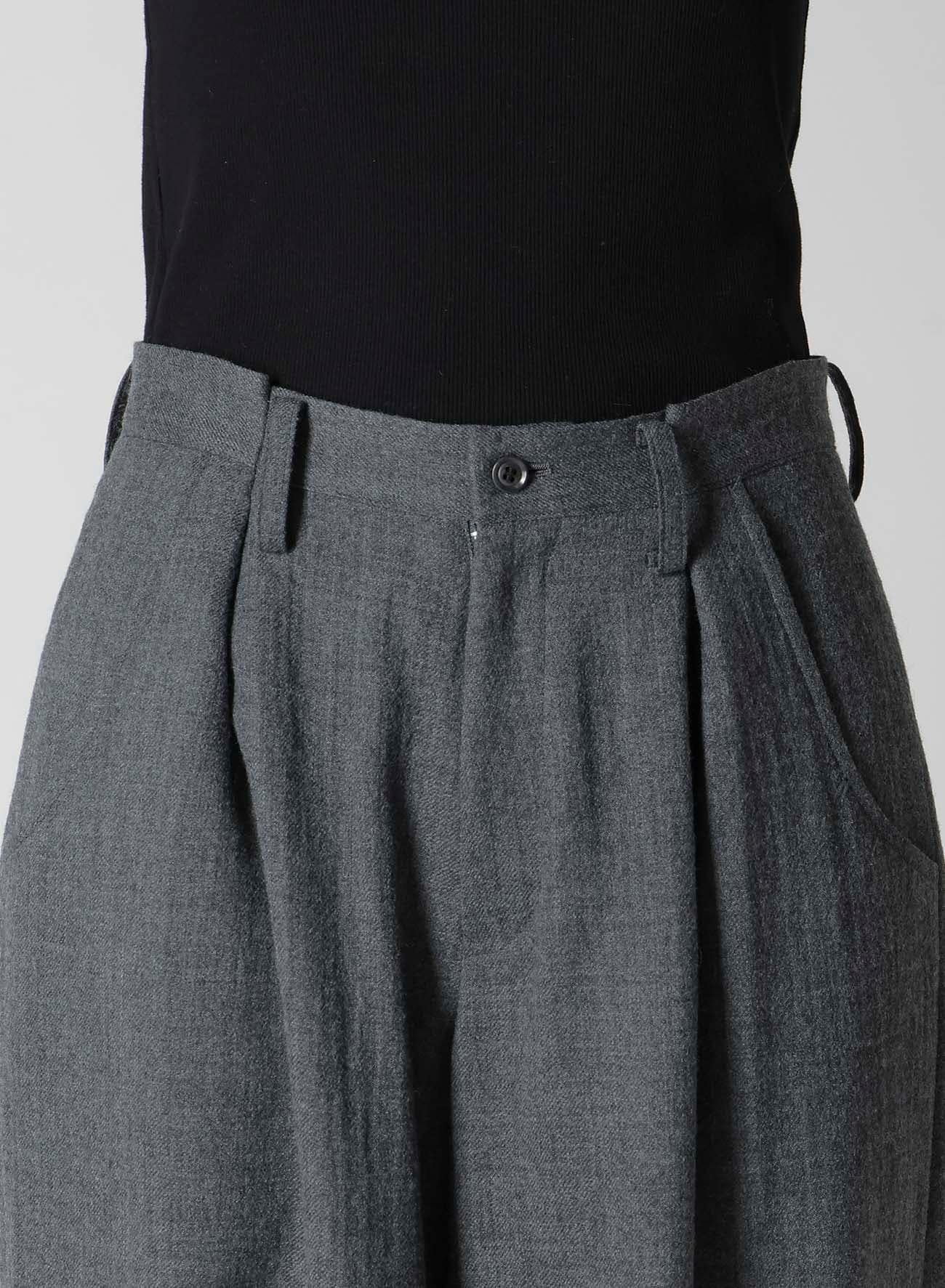WOOL GAUZE TWILL TUCK WIDE PANTS