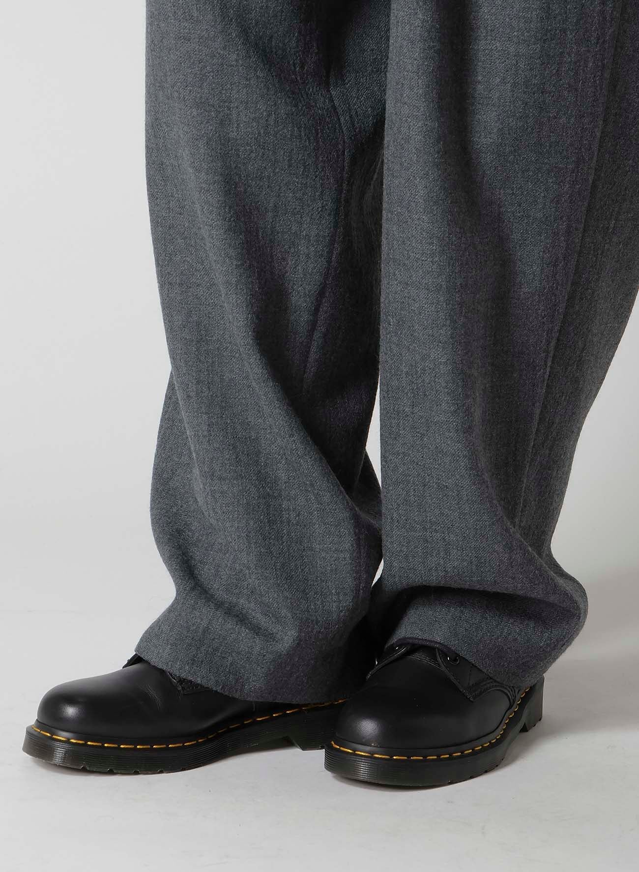 WOOL GAUZE TWILL TUCK WIDE PANTS