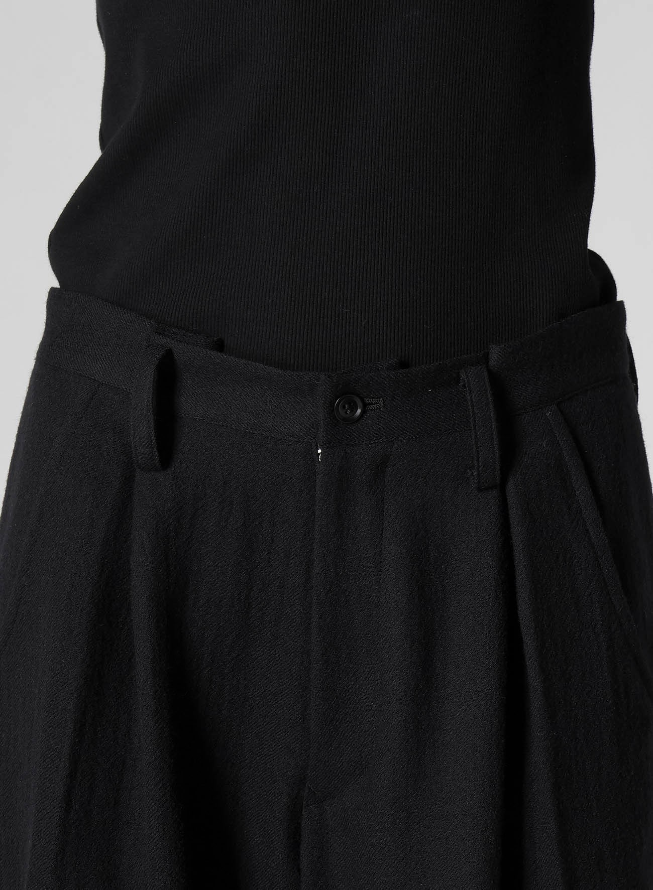 WOOL GAUZE TWILL TUCK WIDE PANTS