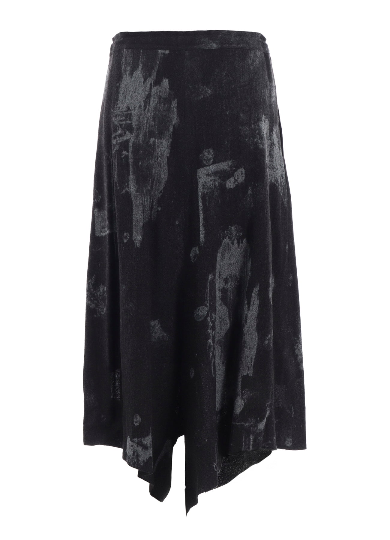 WOOL GAUZE SMUDGED POLKA DOT SLITTED RIGHT HEM PANTS