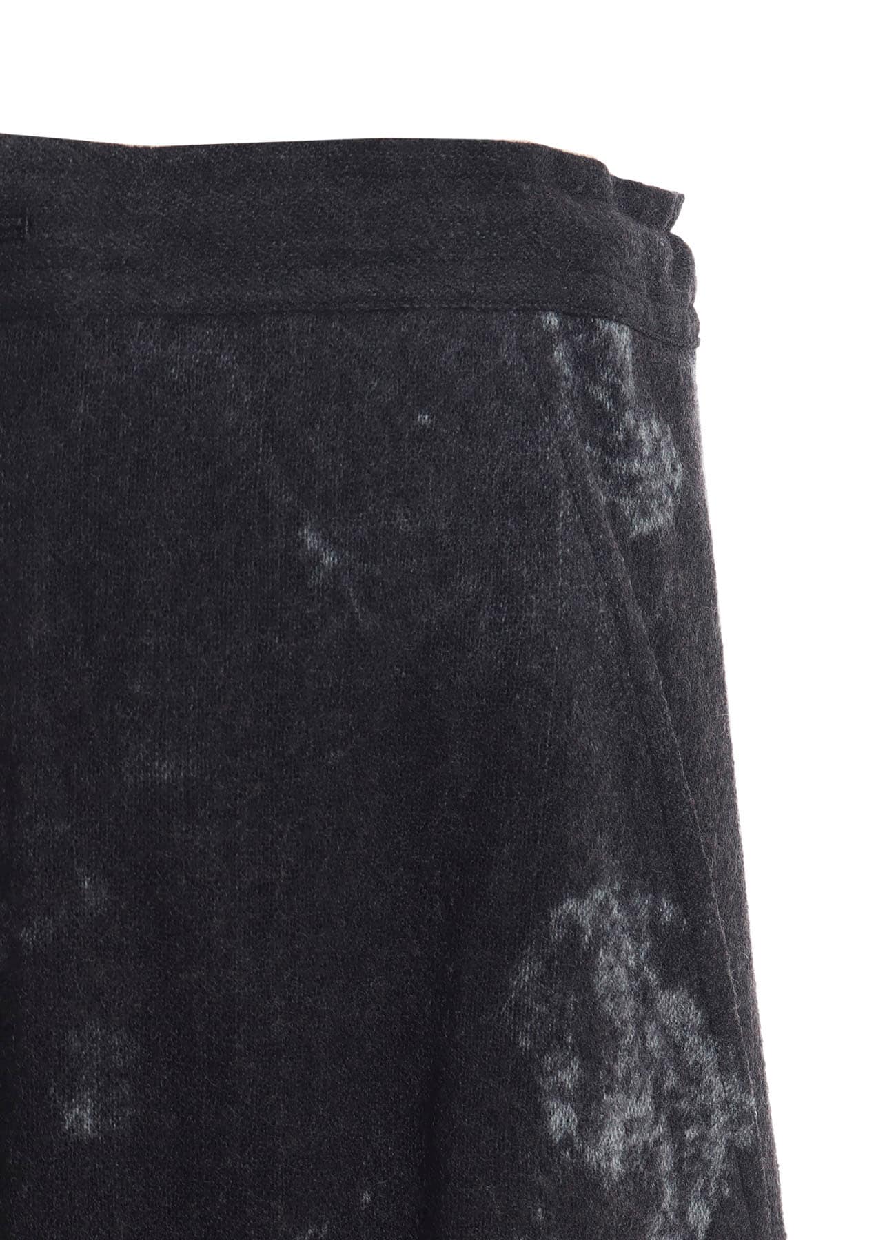 WOOL GAUZE SMUDGED POLKA DOT SLITTED RIGHT HEM PANTS