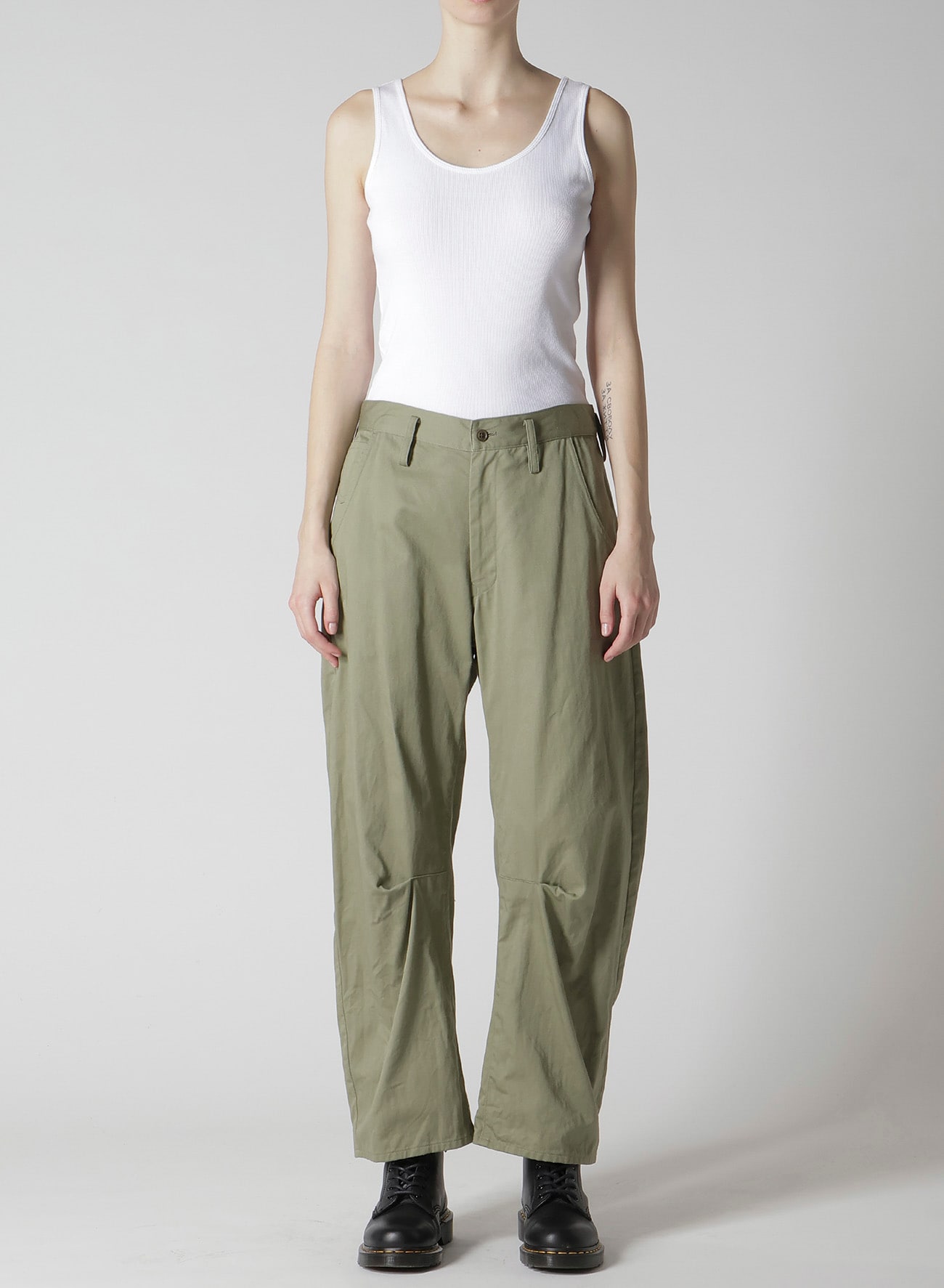 Y's BORN PRODUCT] COTTON TWILL WIDE PANTS(XS Khaki): Y's