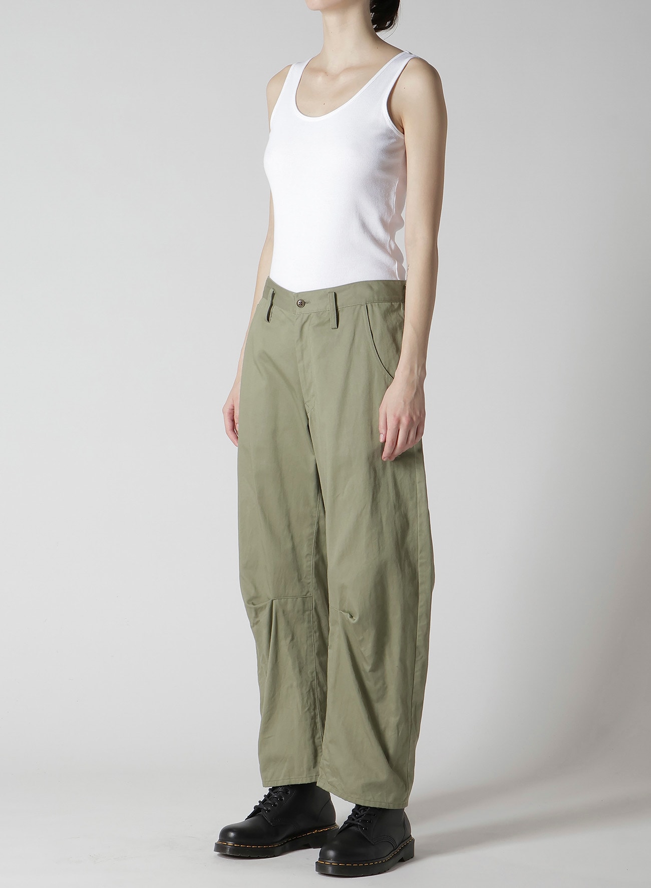 Y's BORN PRODUCT] COTTON TWILL WIDE PANTS(XS Khaki): Y's