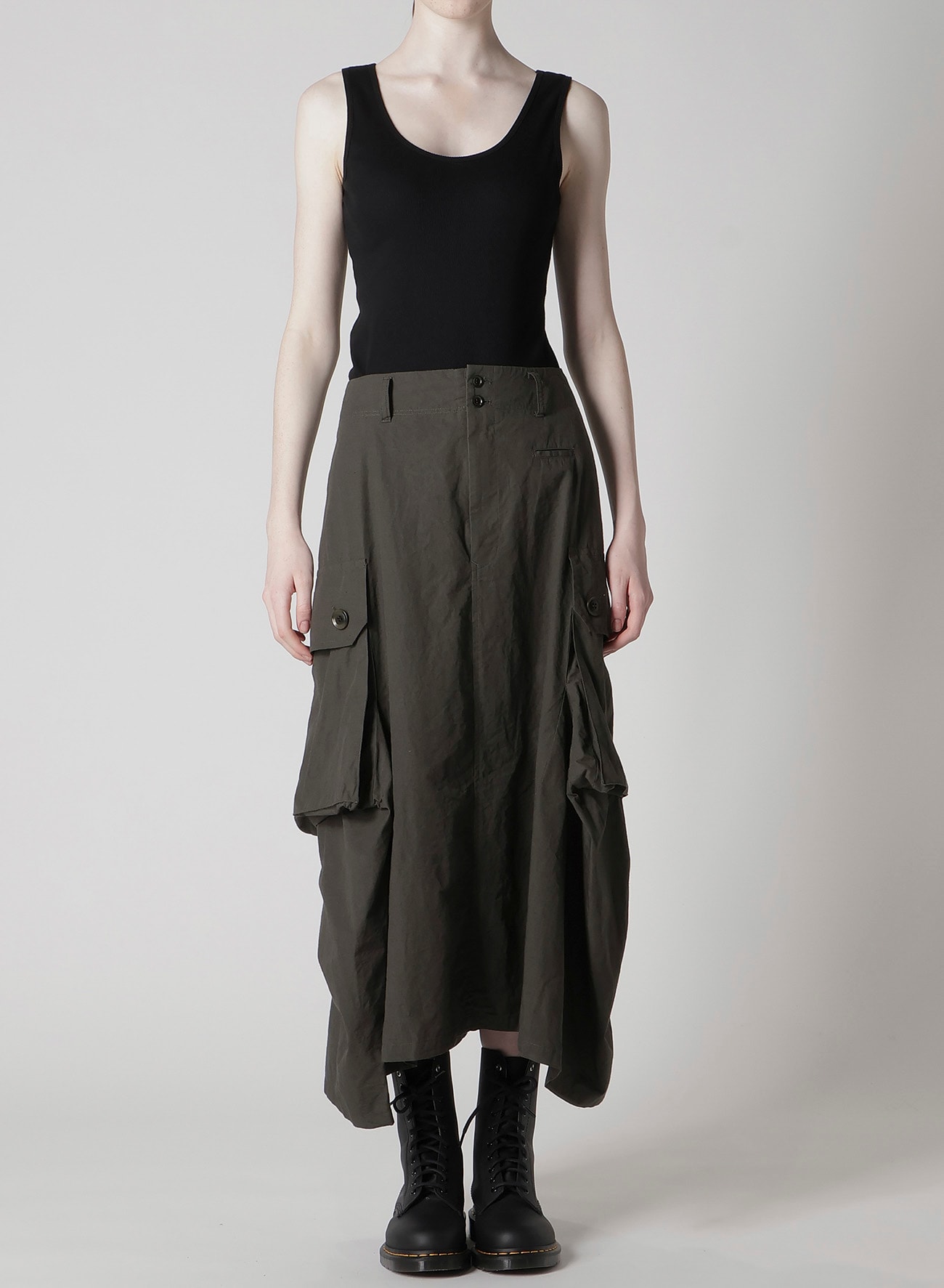 COTTON/LINEN CARGO SKIRT