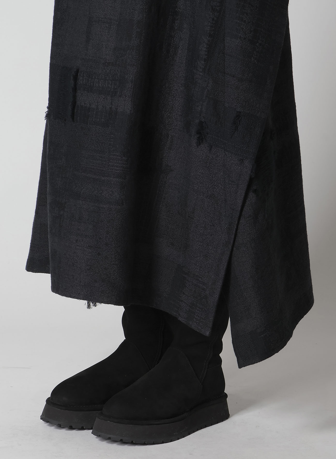 PATCHWORK JACQUARD WRAP-LIKE FLARE SKIRT