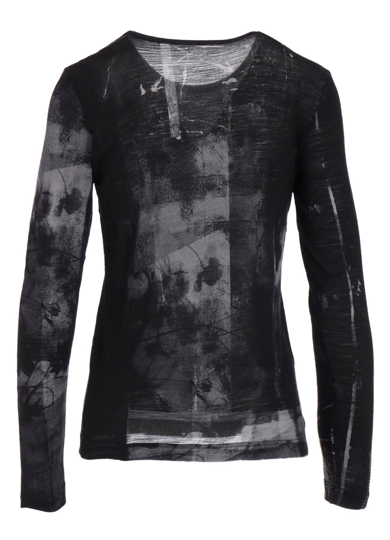 BLURRY FLOWER PRINTTED ROUND NECK LONG SLEEVE T