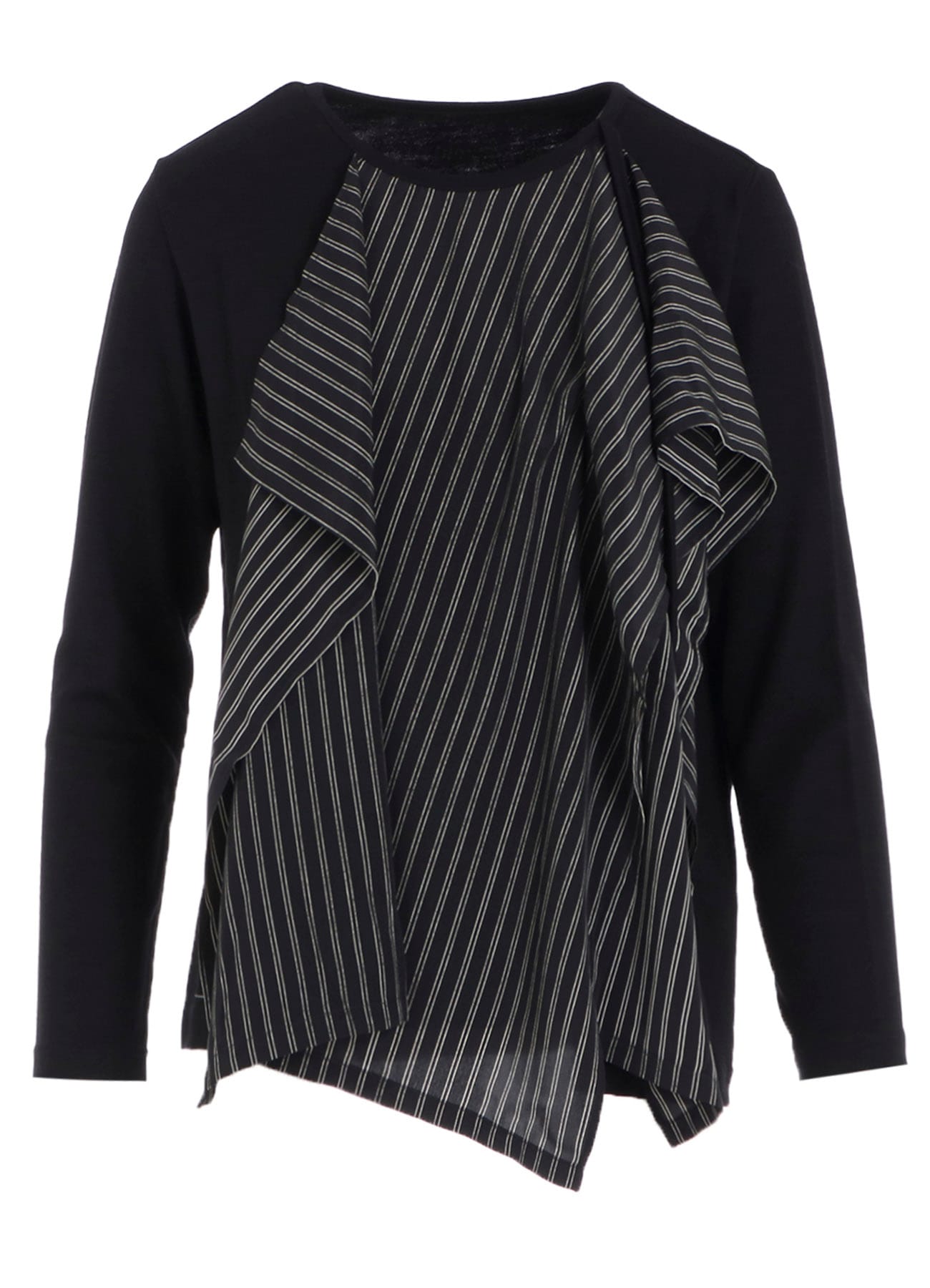 COTTON/CREPE DE CHINE FLARE ROUND NECK T