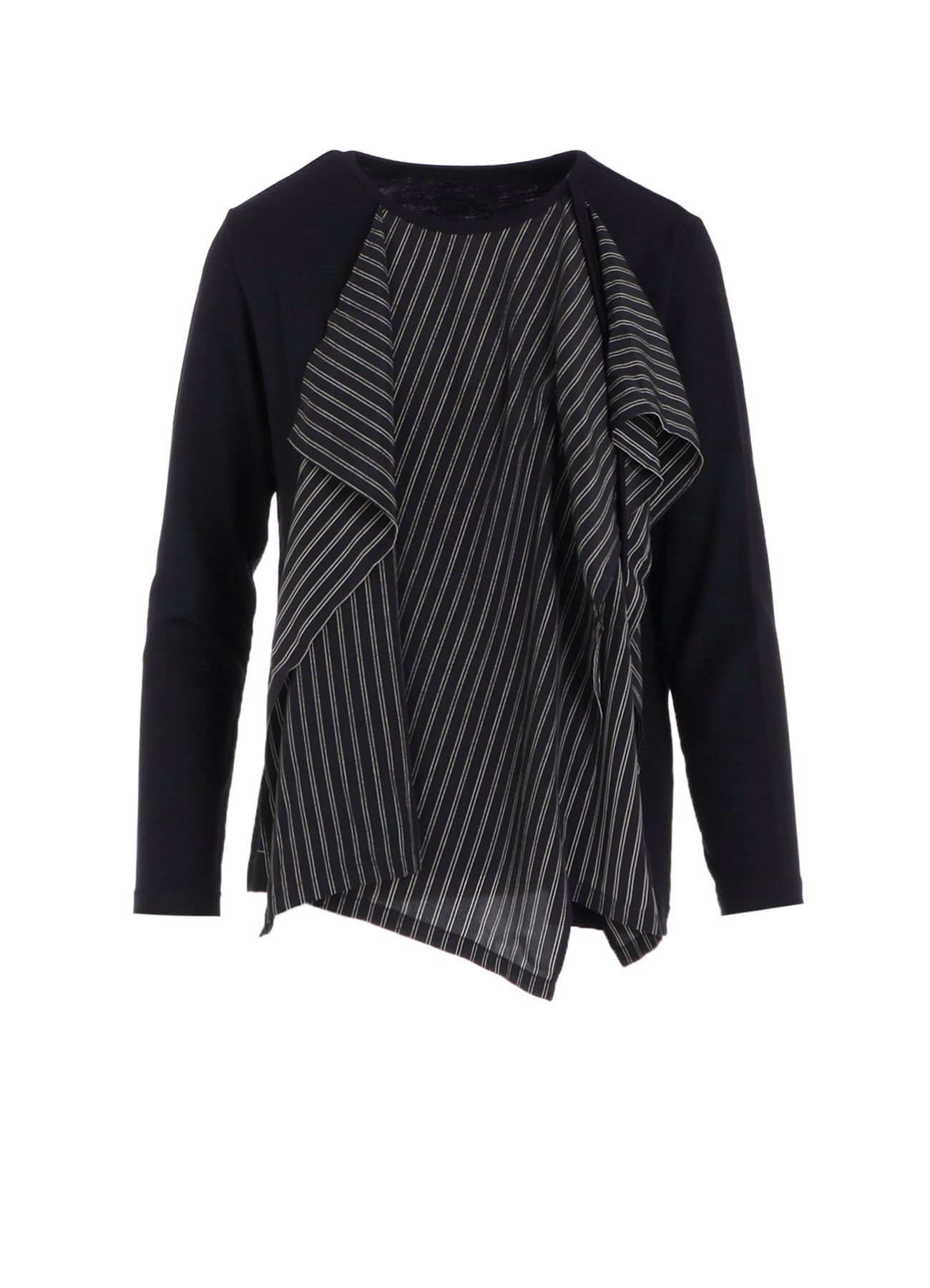 COTTON/CREPE DE CHINE FLARE ROUND NECK T