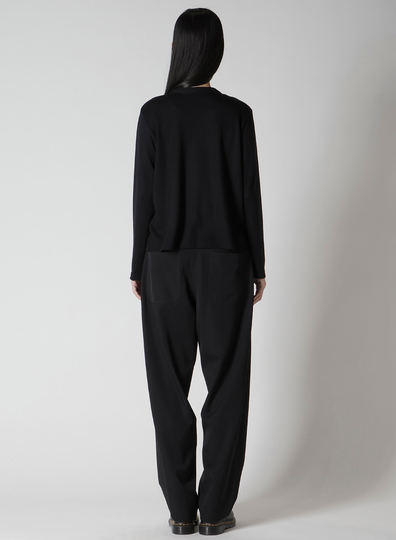 COTTON/CREPE DE CHINE FLARE 3-BUTTON CARDIGAN