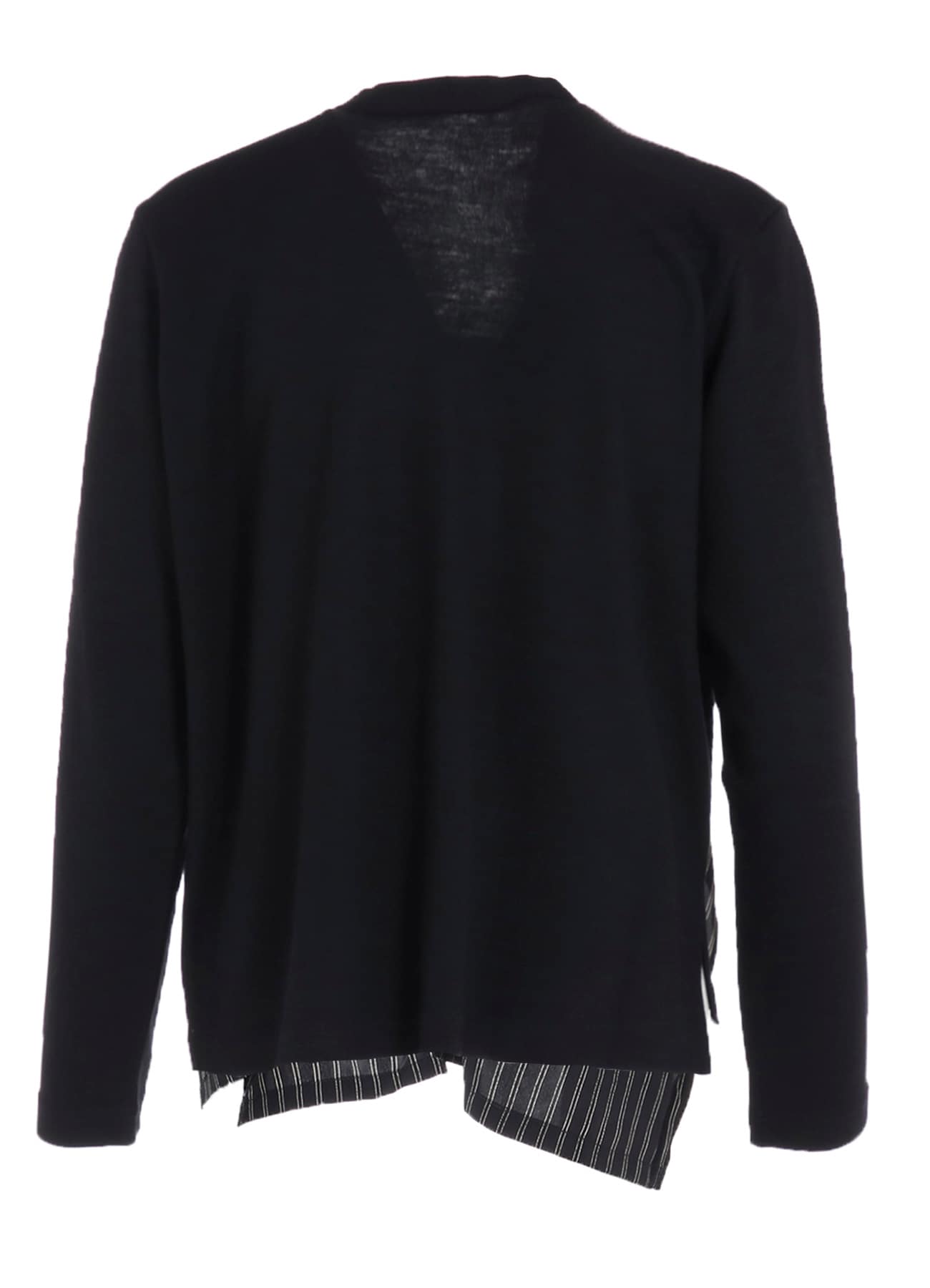 COTTON/CREPE DE CHINE FLARE 3-BUTTON CARDIGAN