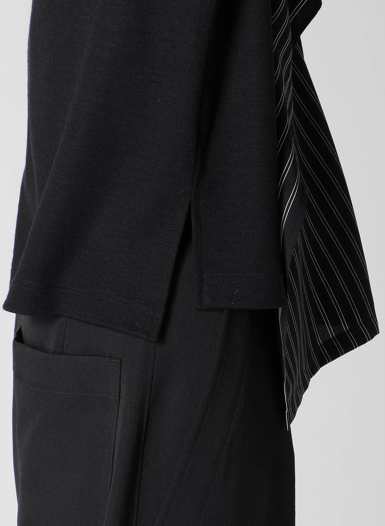 COTTON/CREPE DE CHINE FLARE 3-BUTTON CARDIGAN
