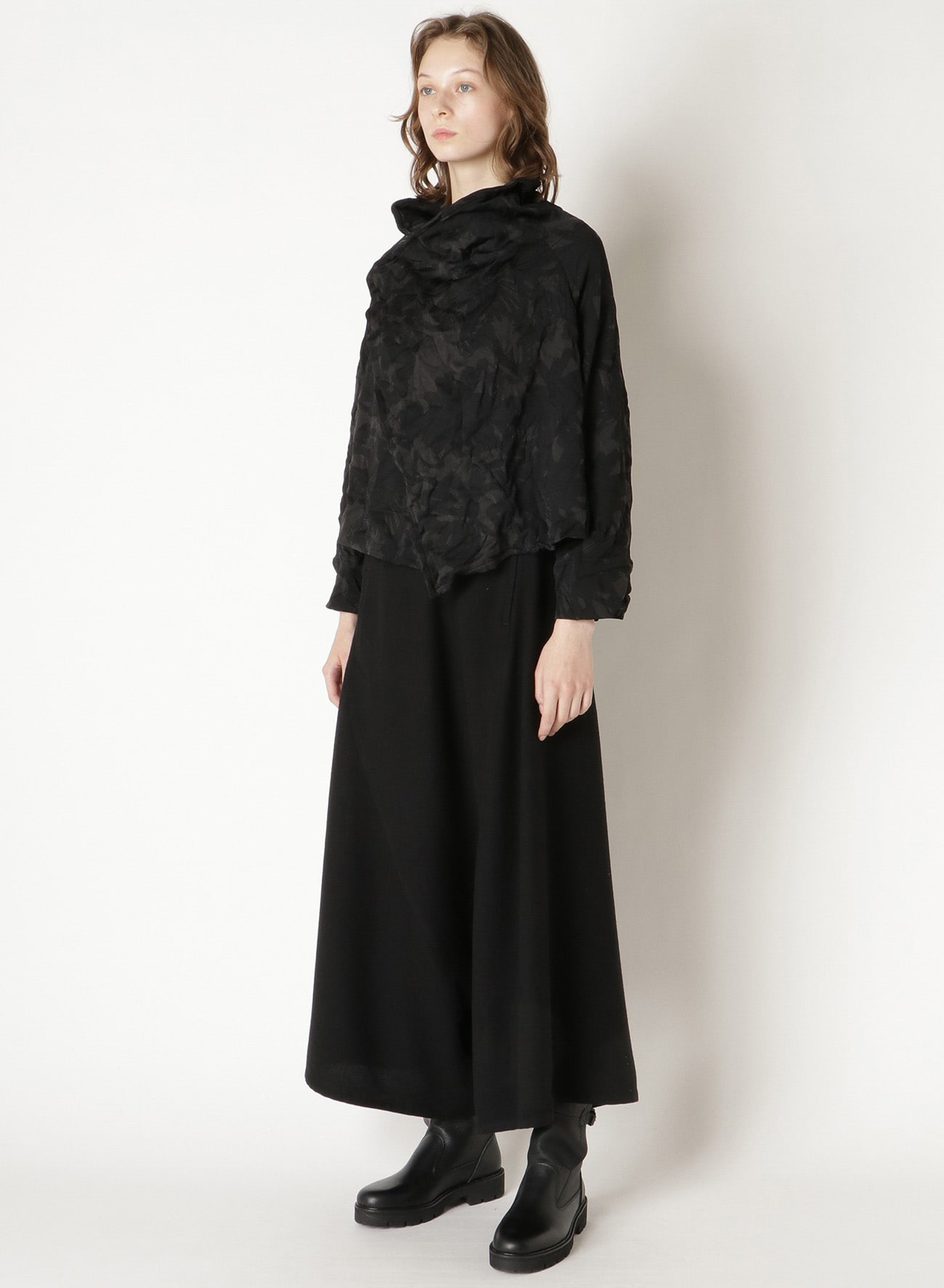 FLOWER PRINT SHRINK LAYERED JACKET