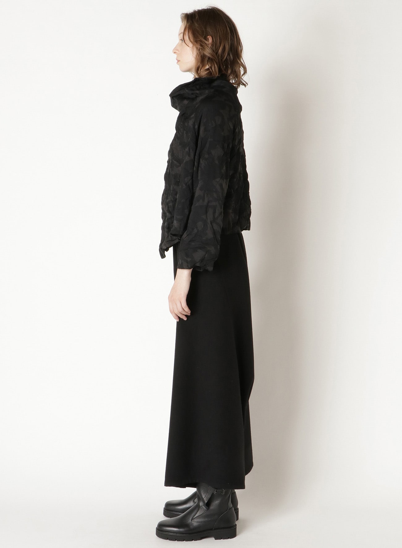 FLOWER PRINT SHRINK LAYERED JACKET