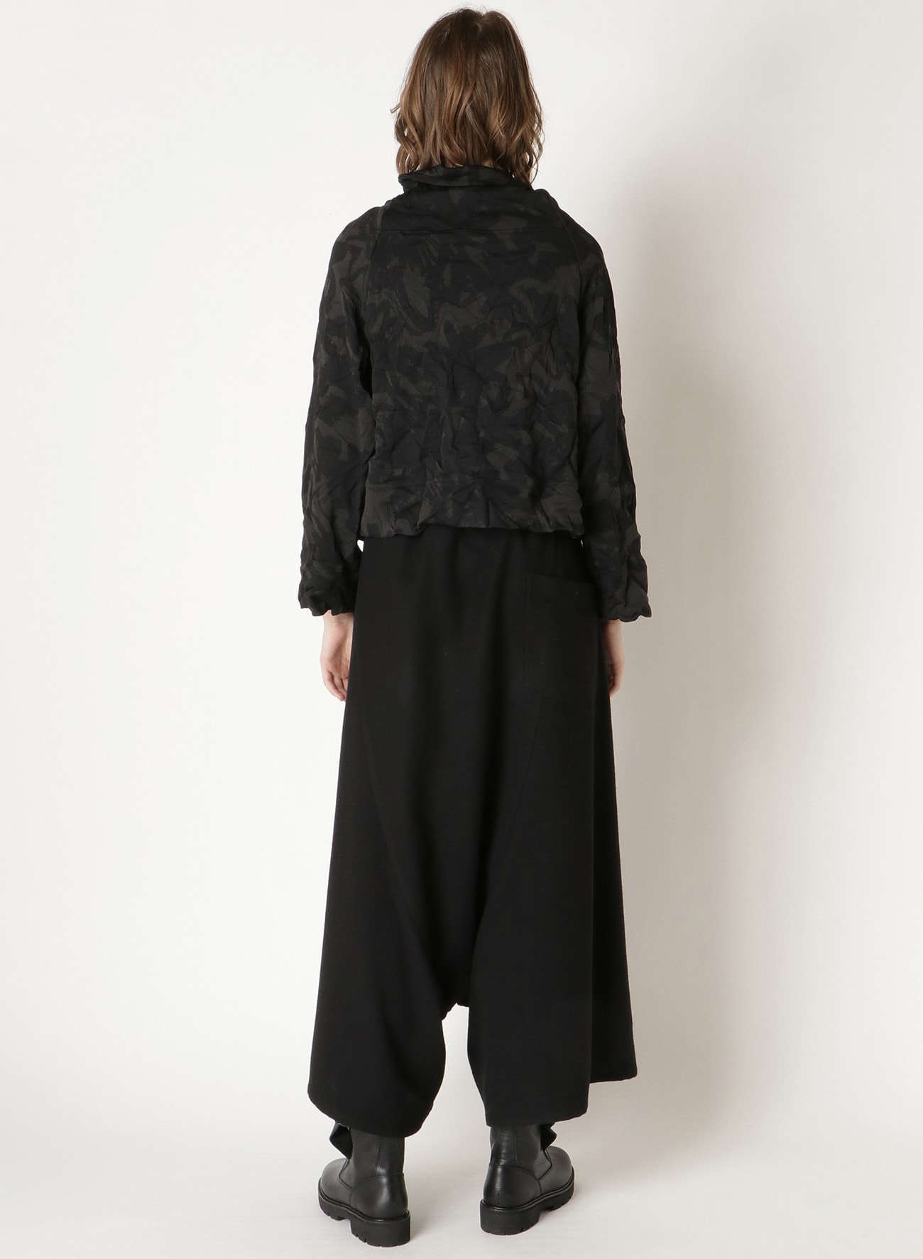 FLOWER PRINT SHRINK LAYERED JACKET