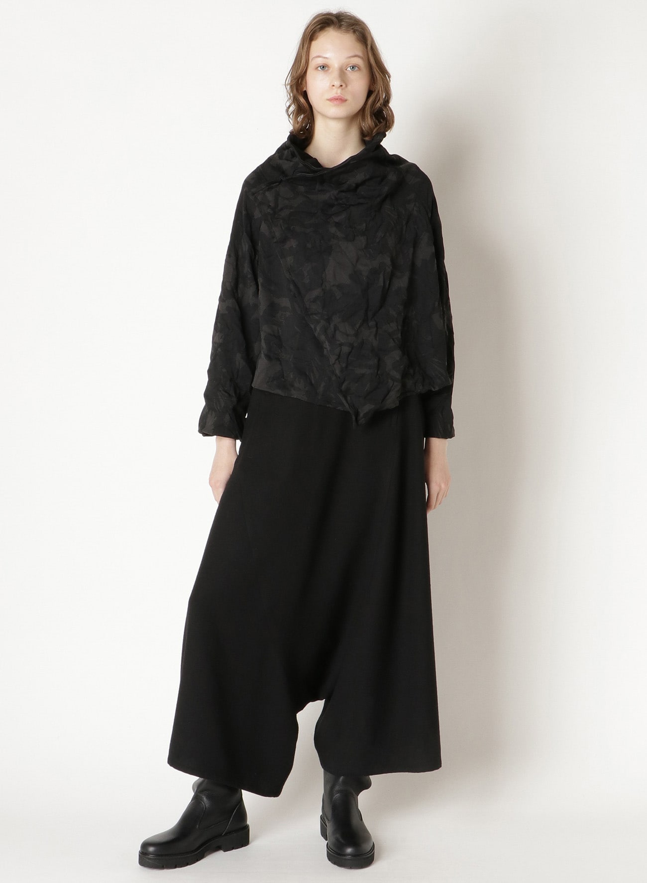 FLOWER PRINT SHRINK LAYERED JACKET