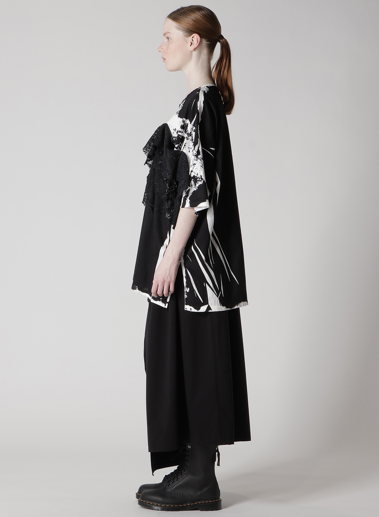 COTTON LACE/PRINT BIG POCKET PULLOVER