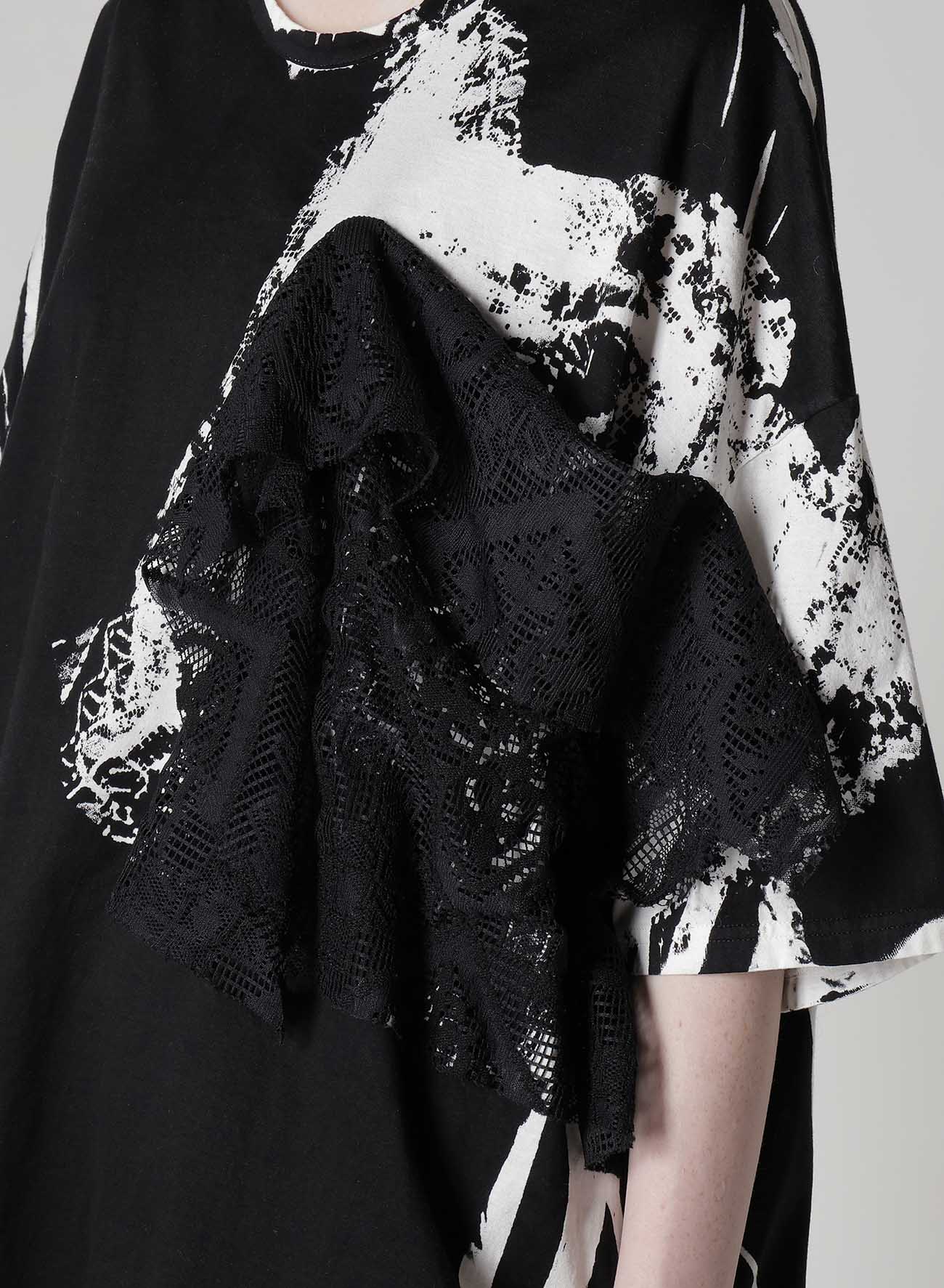 COTTON LACE/PRINT BIG POCKET PULLOVER