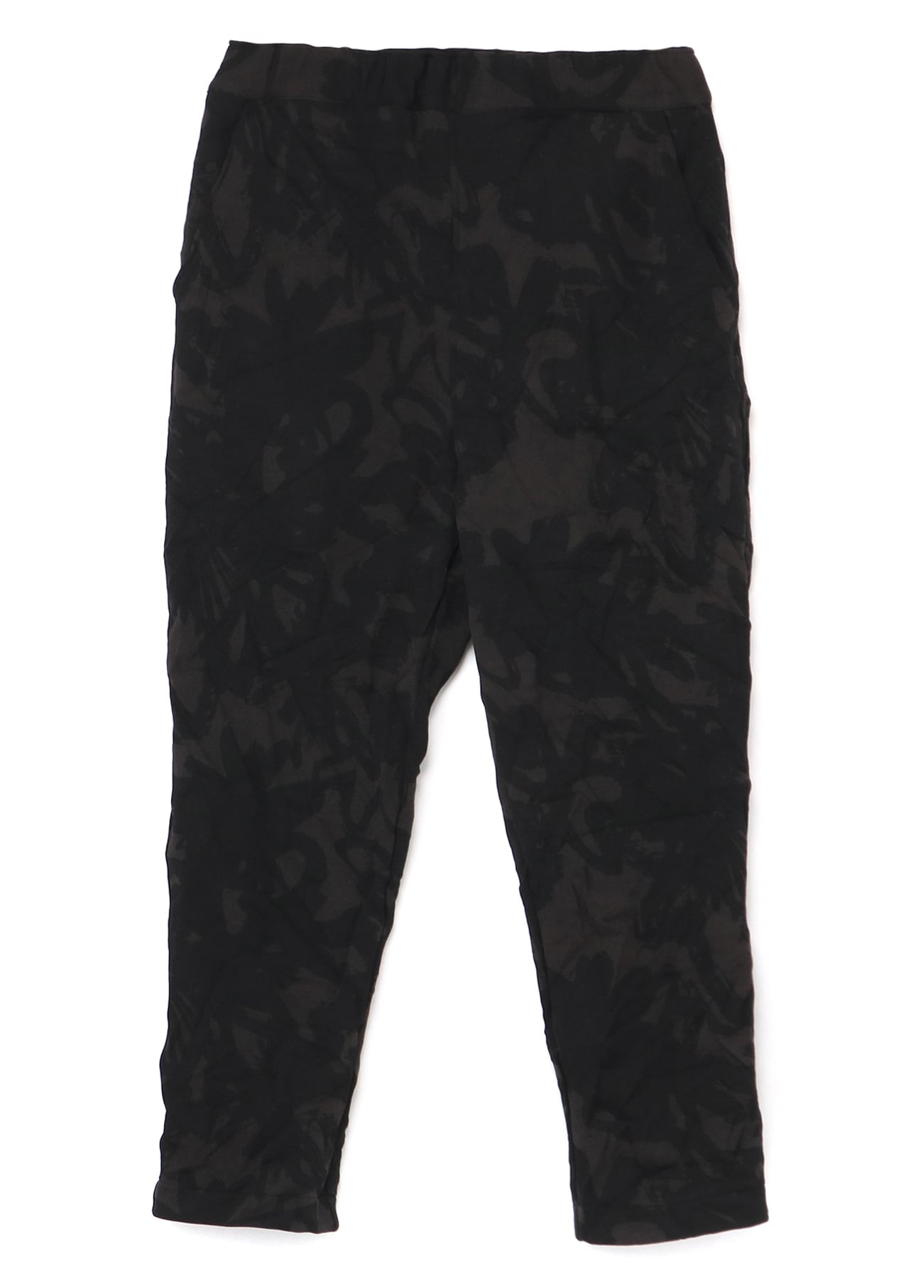 FLOWER PRINT SHRINK ELASTIC WAIST PANTS