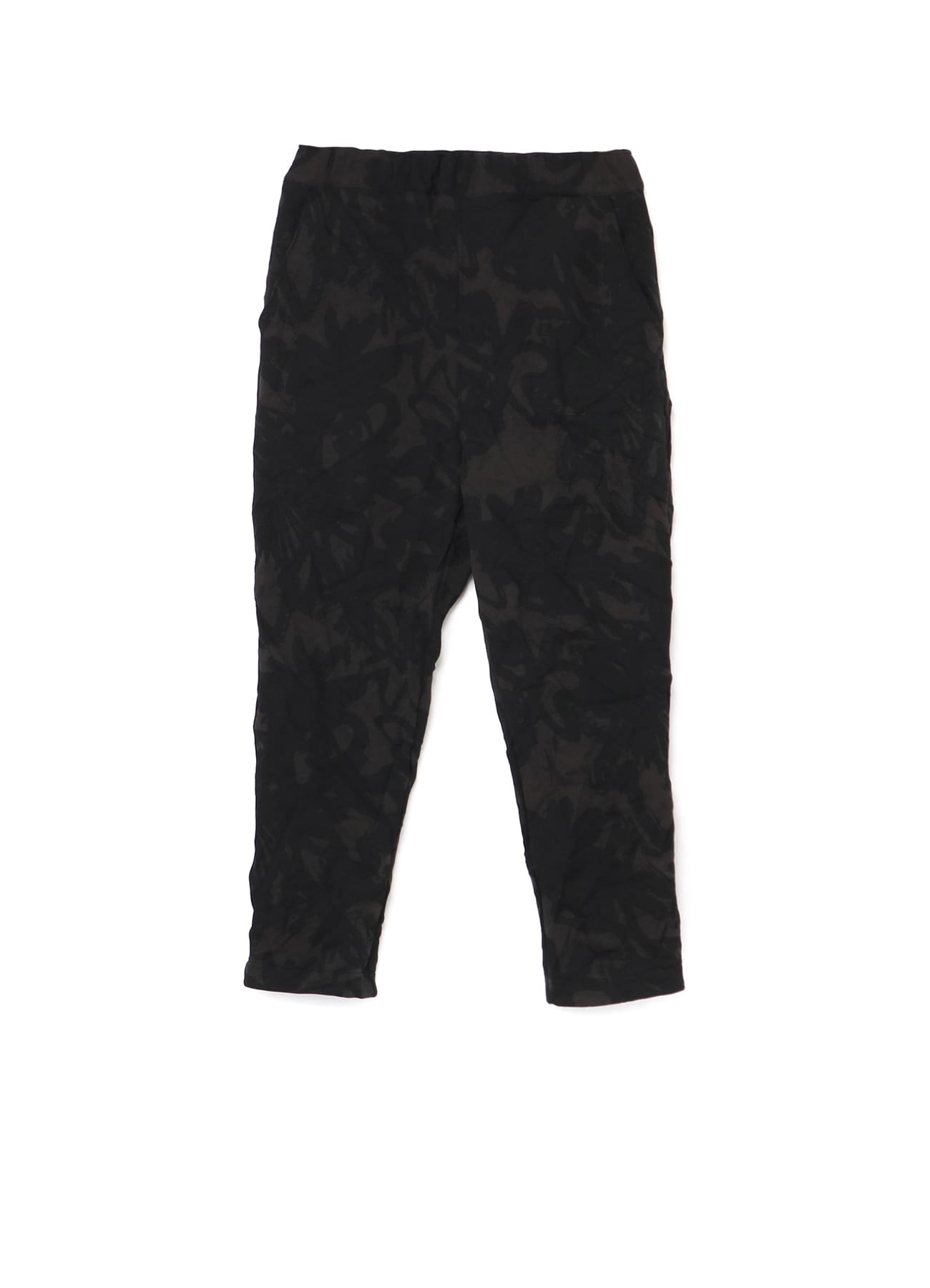 FLOWER PRINT SHRINK ELASTIC WAIST PANTS