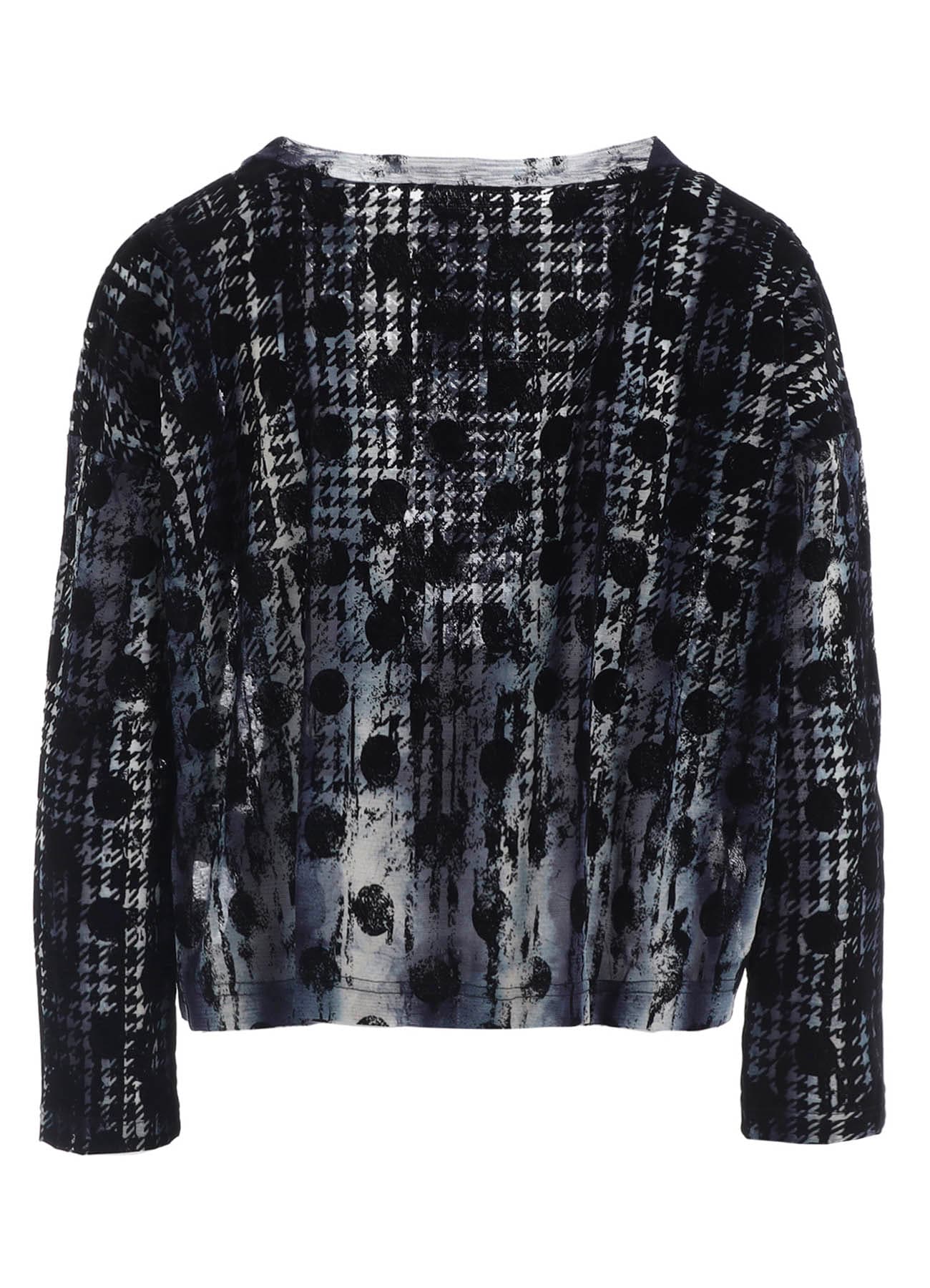 HOUNDTOOTH DOTS TULLE CROPPED ROUND NECK T