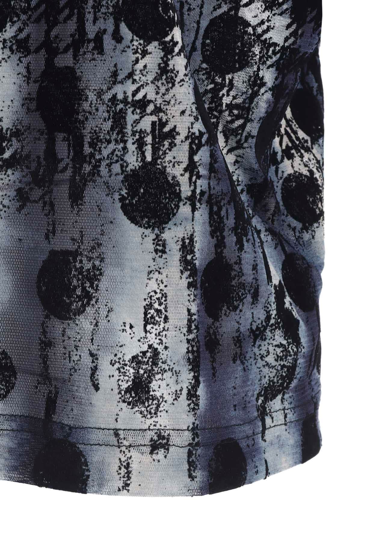 HOUNDTOOTH DOTS TULLE CROPPED ROUND NECK T