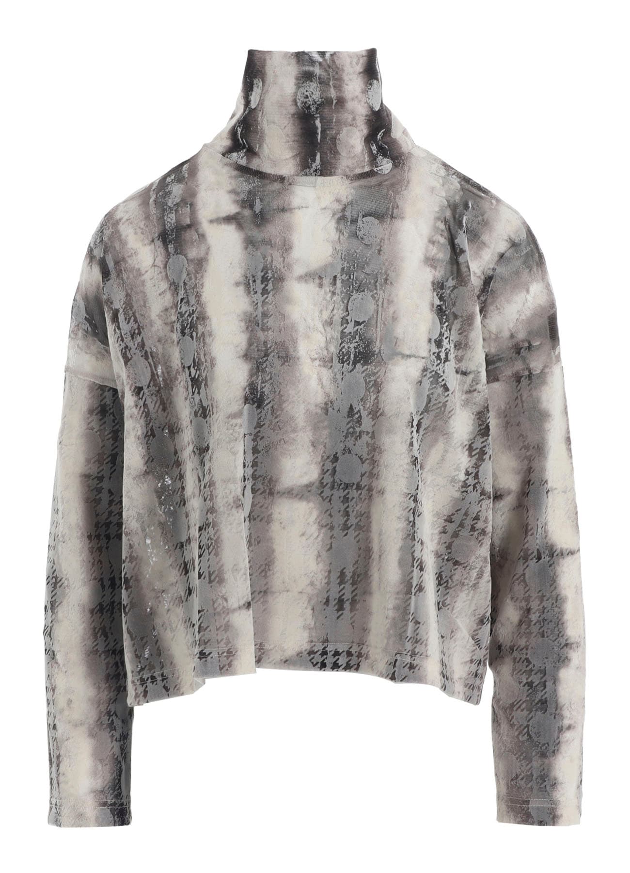 HOUNDTOOTH DOTS TULLE CROPPED HIGH-NECK T