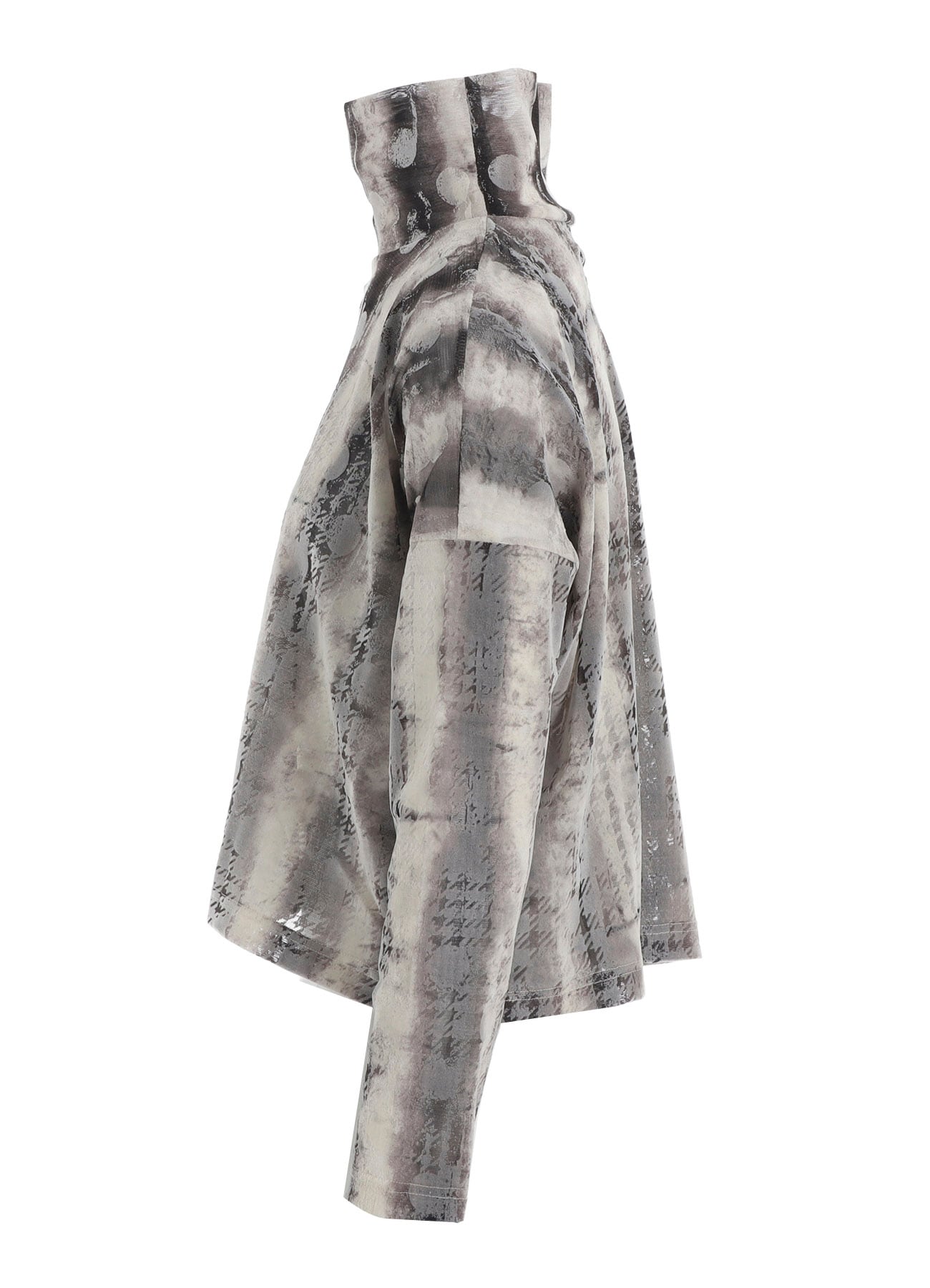 HOUNDTOOTH DOTS TULLE CROPPED HIGH-NECK T