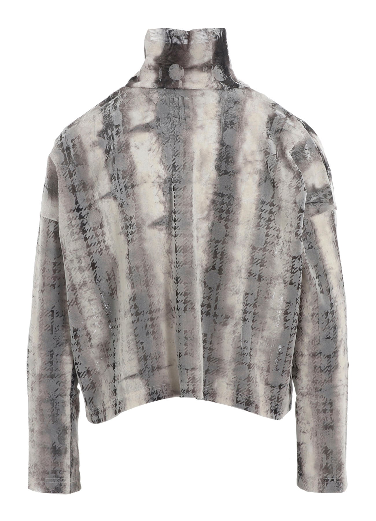 HOUNDTOOTH DOTS TULLE CROPPED HIGH-NECK T