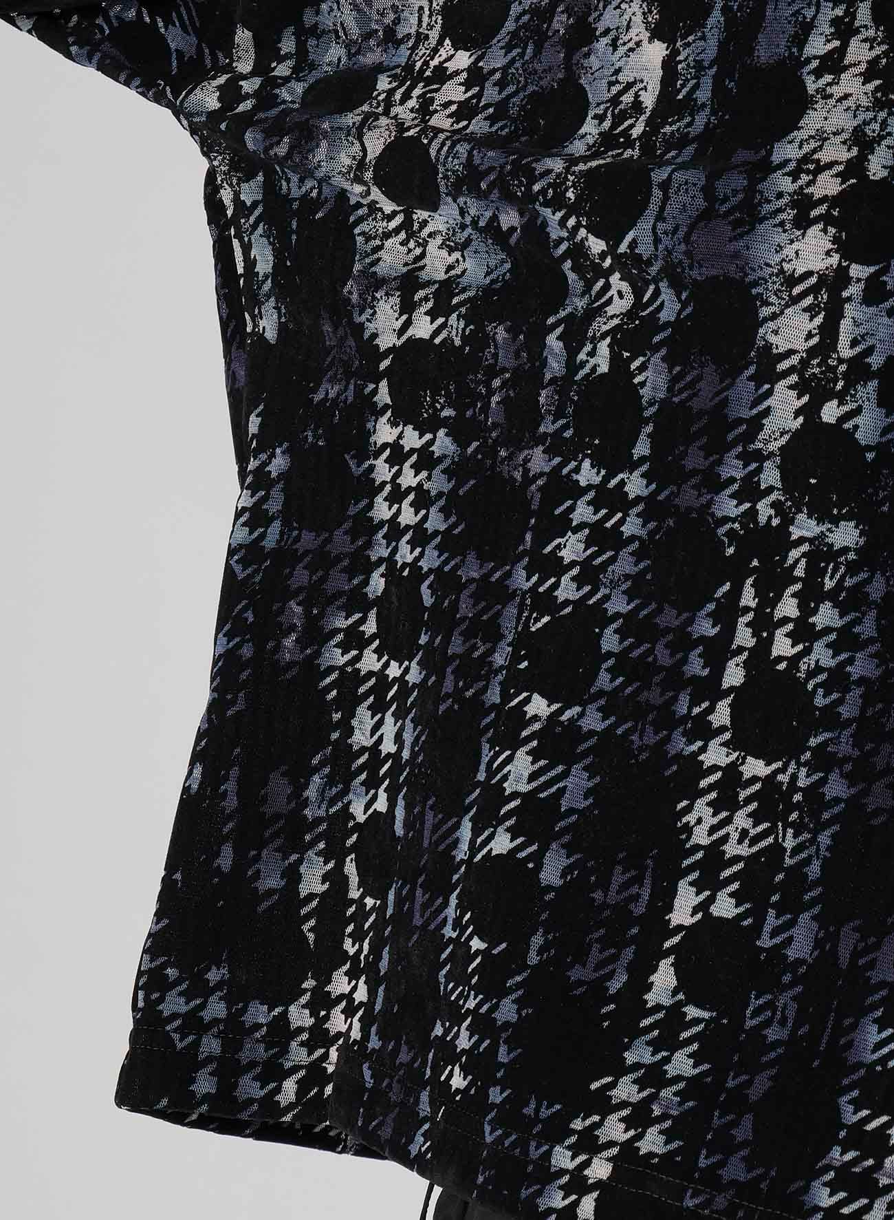 HOUNDTOOTH DOTS TULLE CROPPED HIGH-NECK T