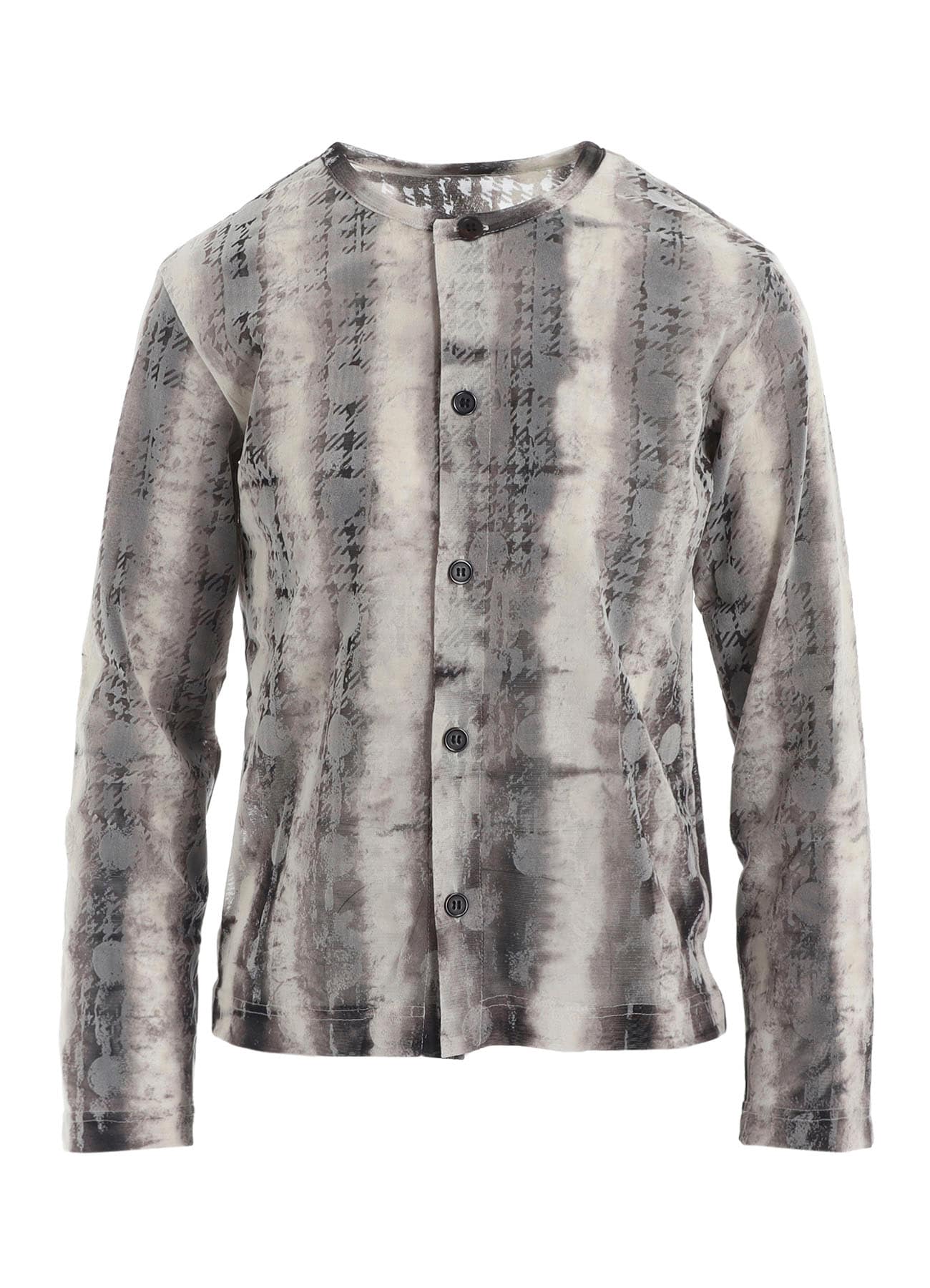 HOUNDTOOTH DOTS TULLE ROUND NECK LONG SLEEVE CARDIGAN
