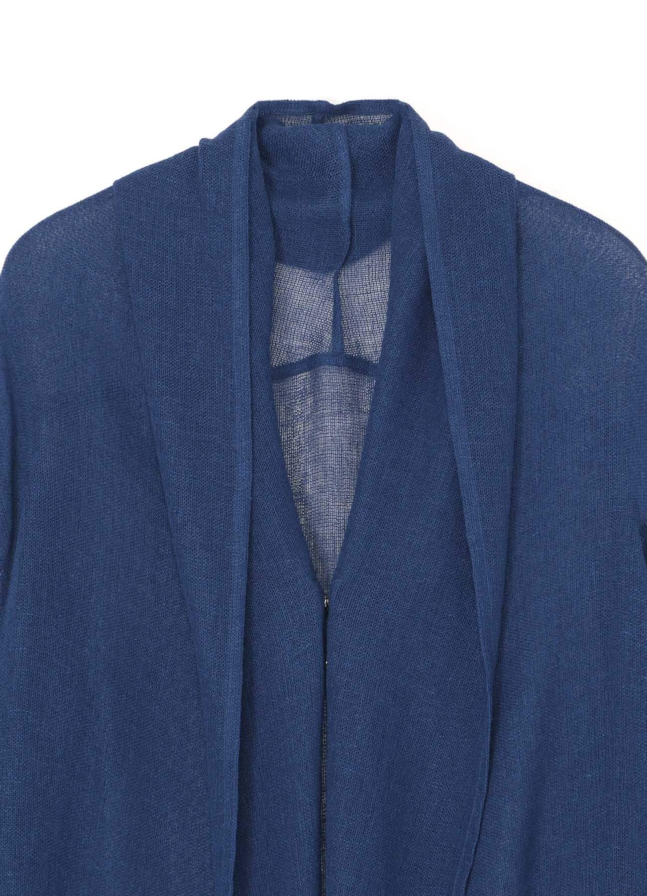 LENO CLOTH SHAWL COLLAR LONG CARDIGAN