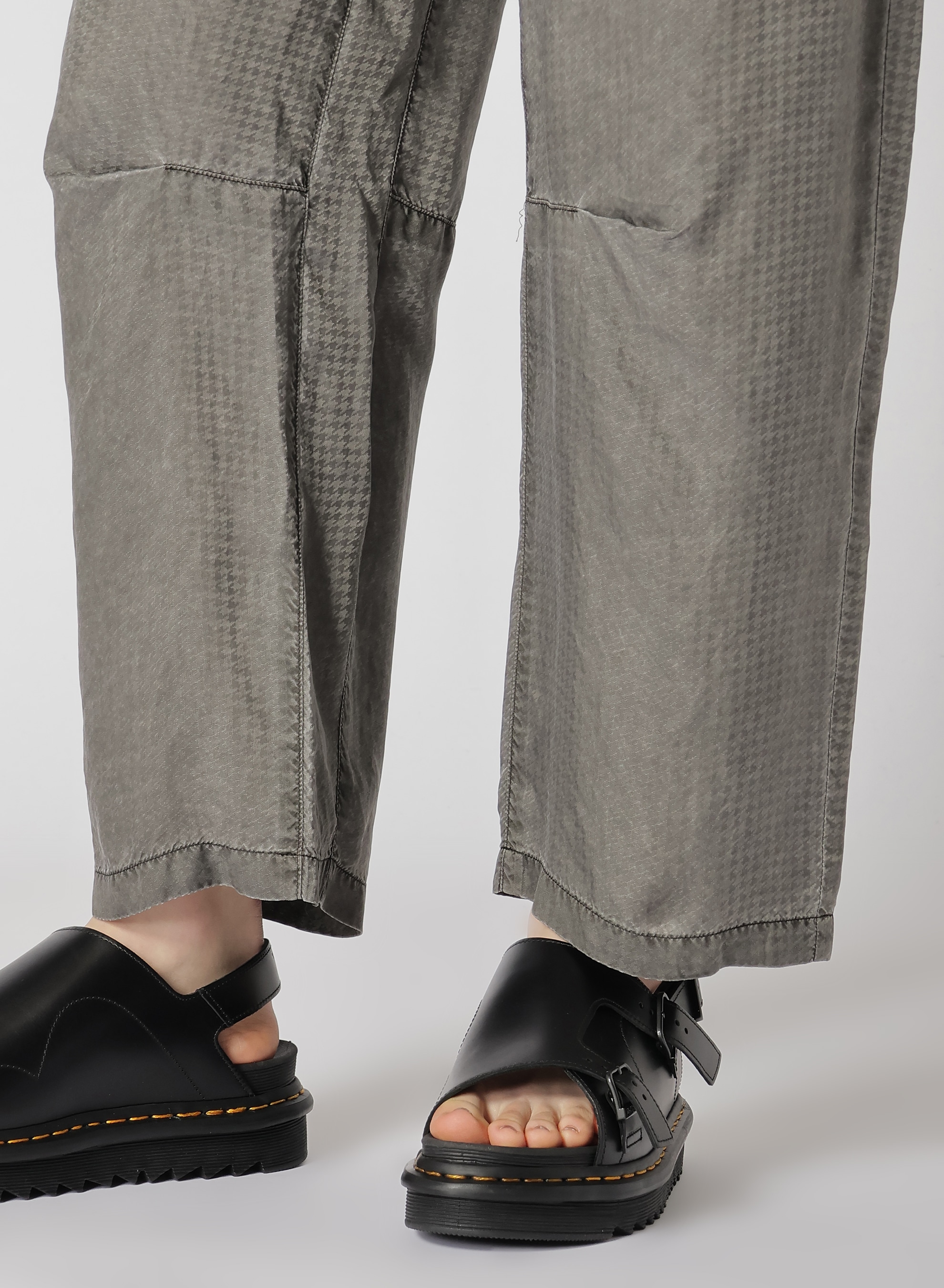 CUPRO HOUNDSTOOTH WIDE LEG GUSSETED PANTS