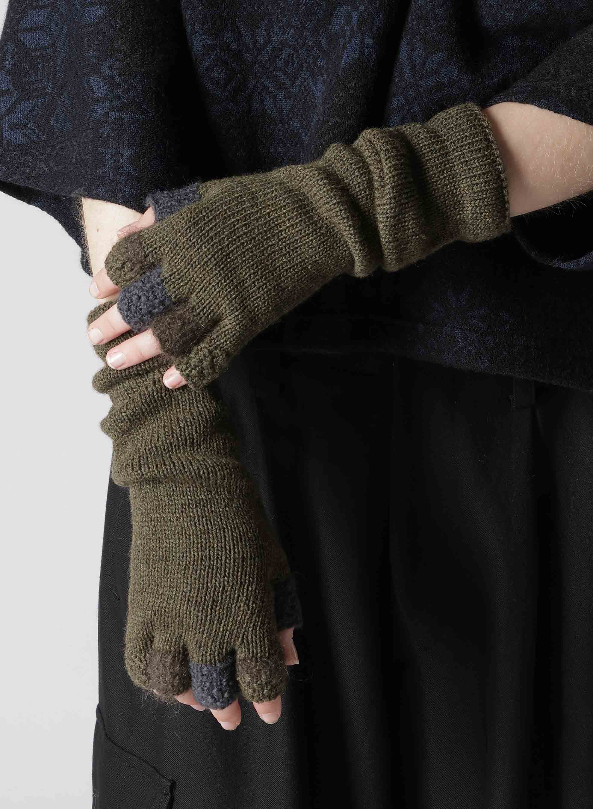 【10/18 12:00 Release】W SLUB×MOHAIR PATCHED FINGERLESS LONG GLOVES