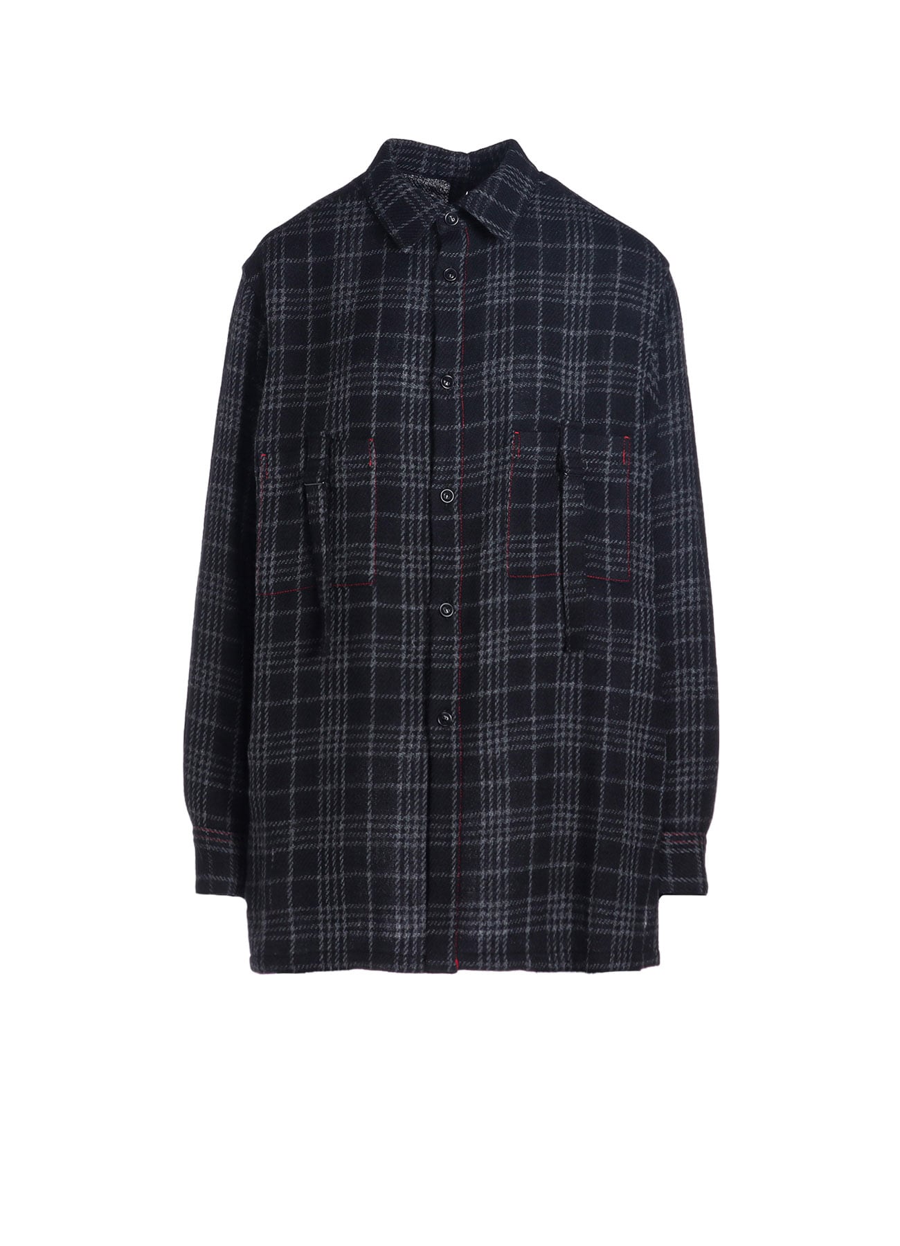 【9/1 12:00 Release】W/ CHECK RED STITCH BACK TUCKED OPEN TAB BLOUSE