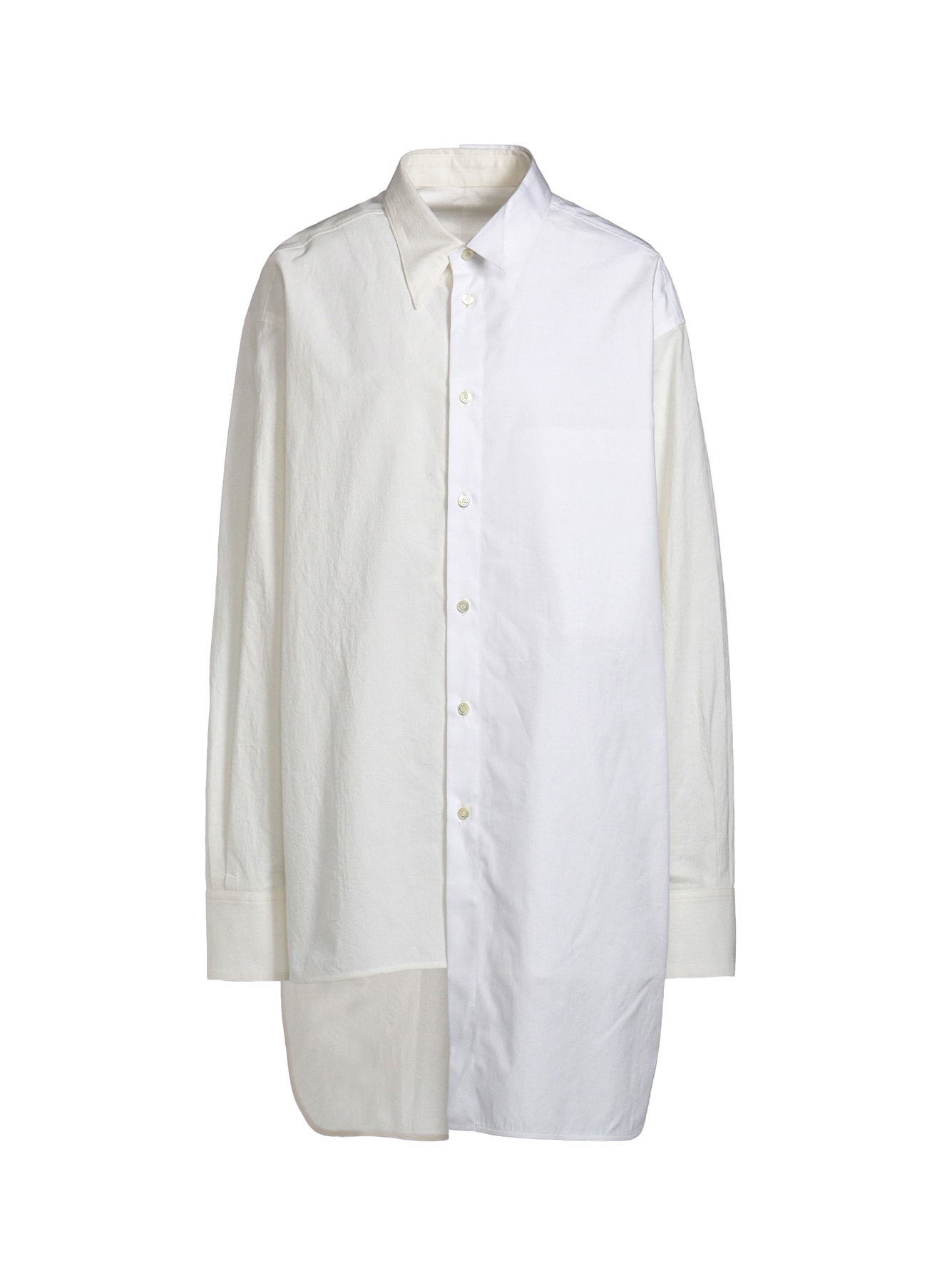 HIGH TWISTED COTTON DOUBLE LAYERED WING COLLAR SHIRT
