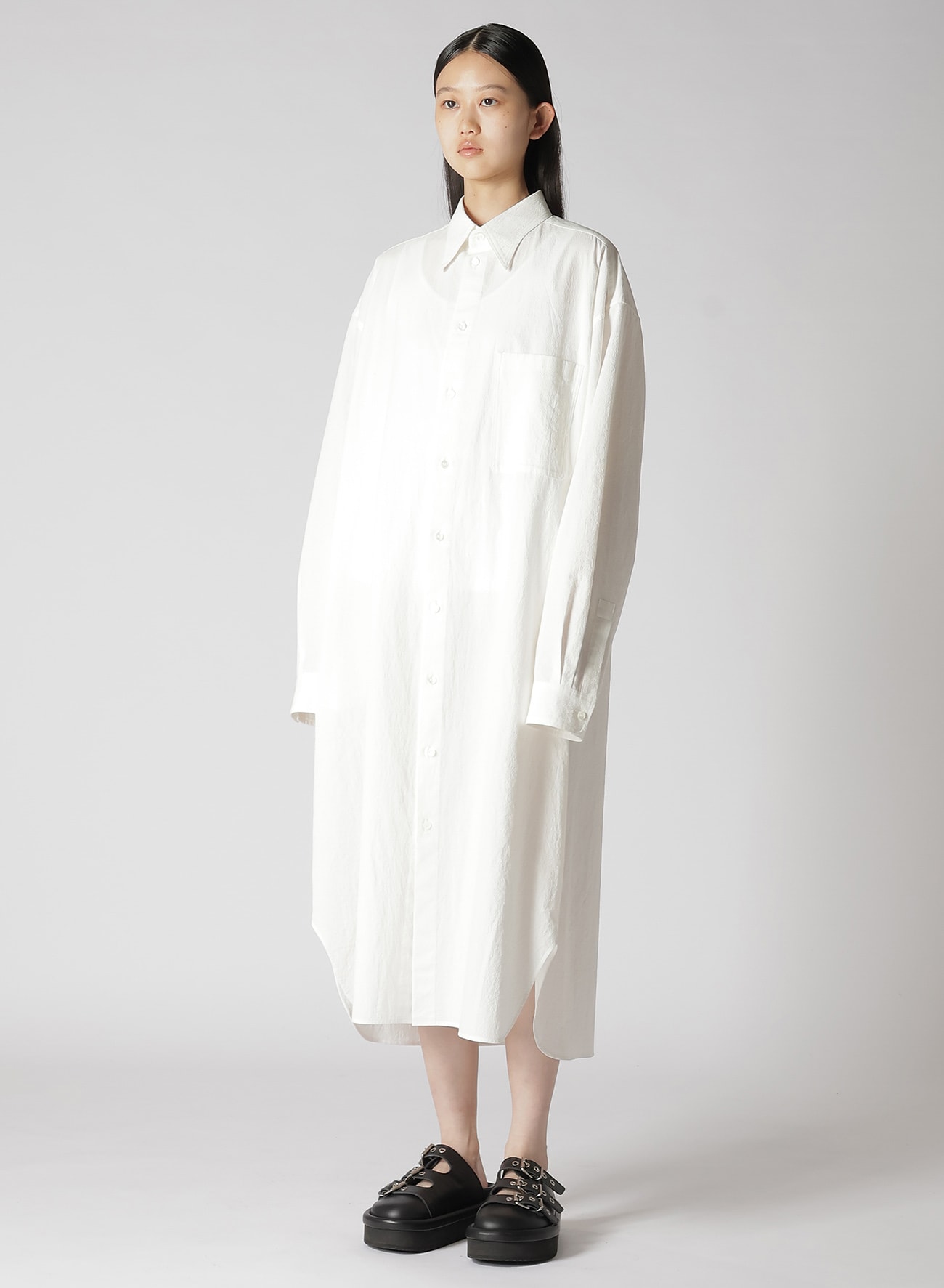 【7/17 12:00 Release】HIGH TWISTED COTTON LONG SHIRT