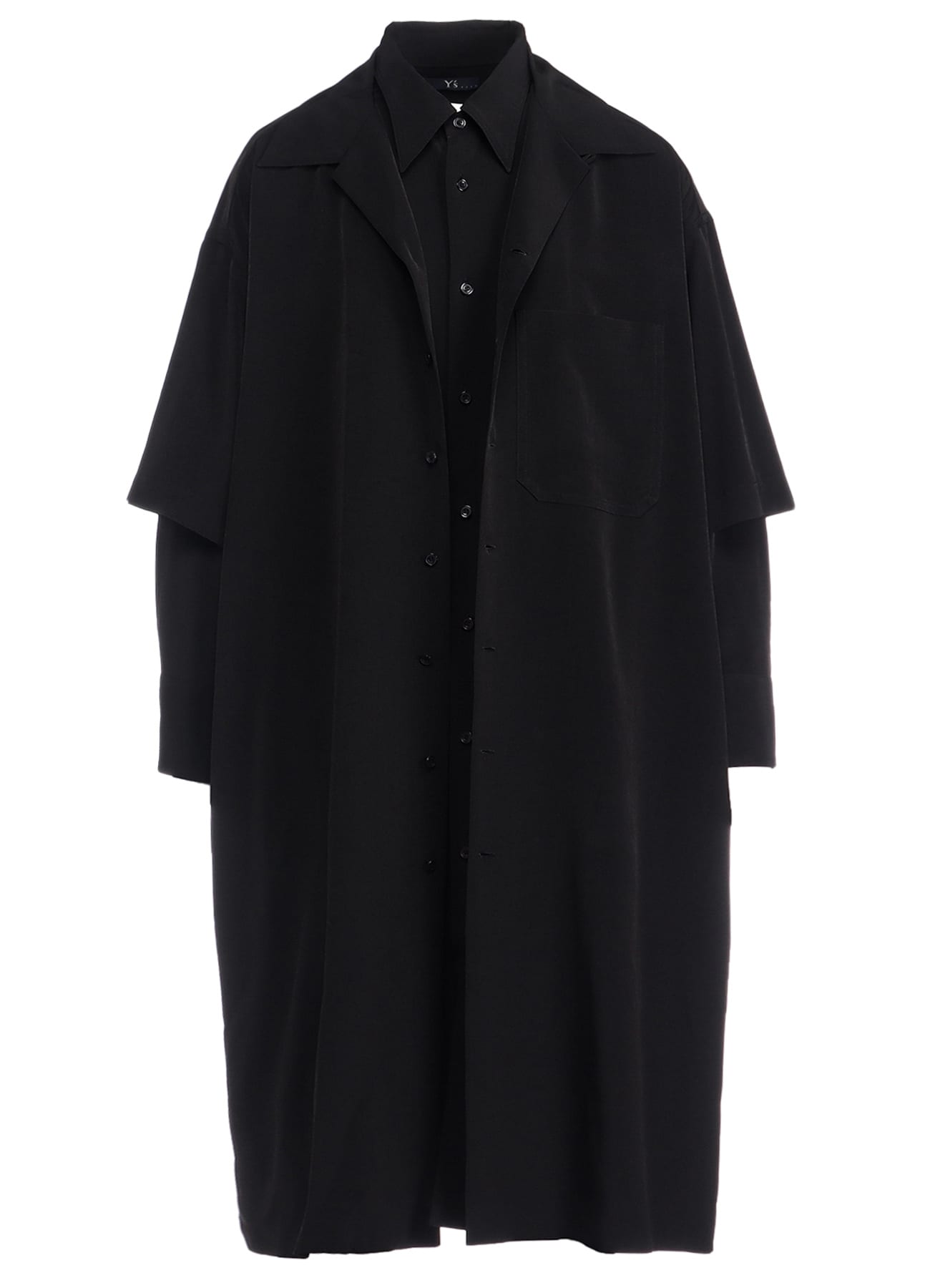 TRIACETATE/POLYESTER DOUBLE LAYERED LONG SHIRT