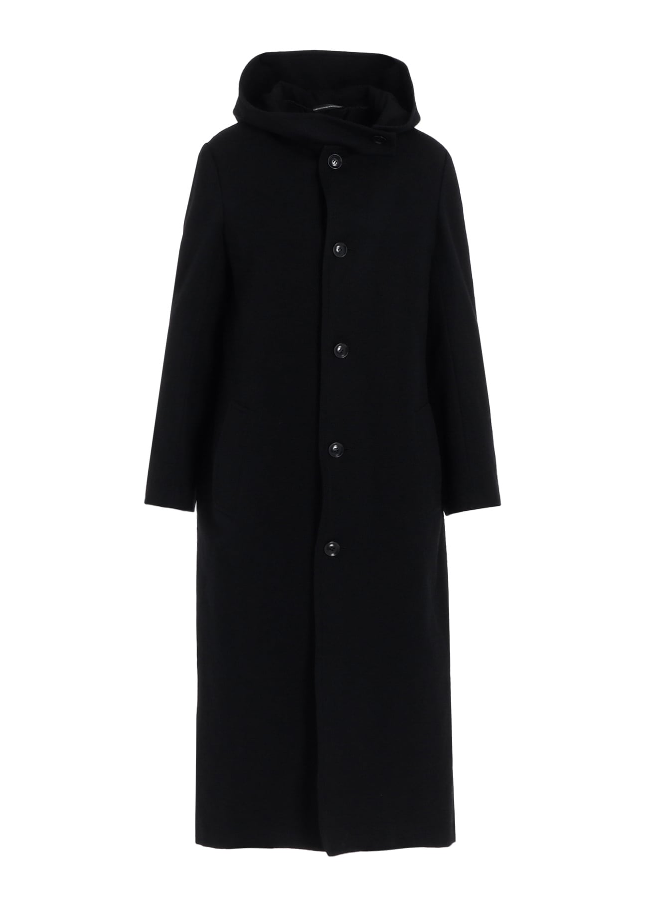 MILLING WOOL SERGE LONG COAT WITH HOODIE