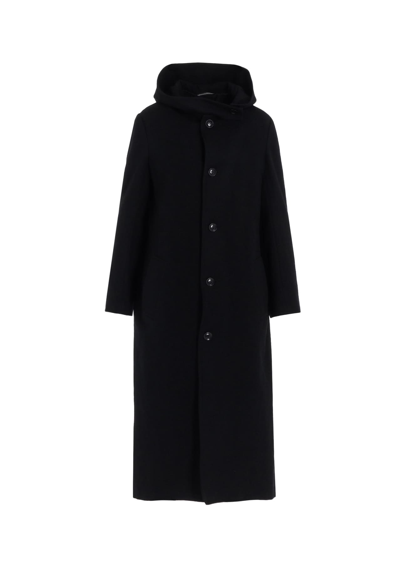 MILLING WOOL SERGE LONG COAT WITH HOODIE