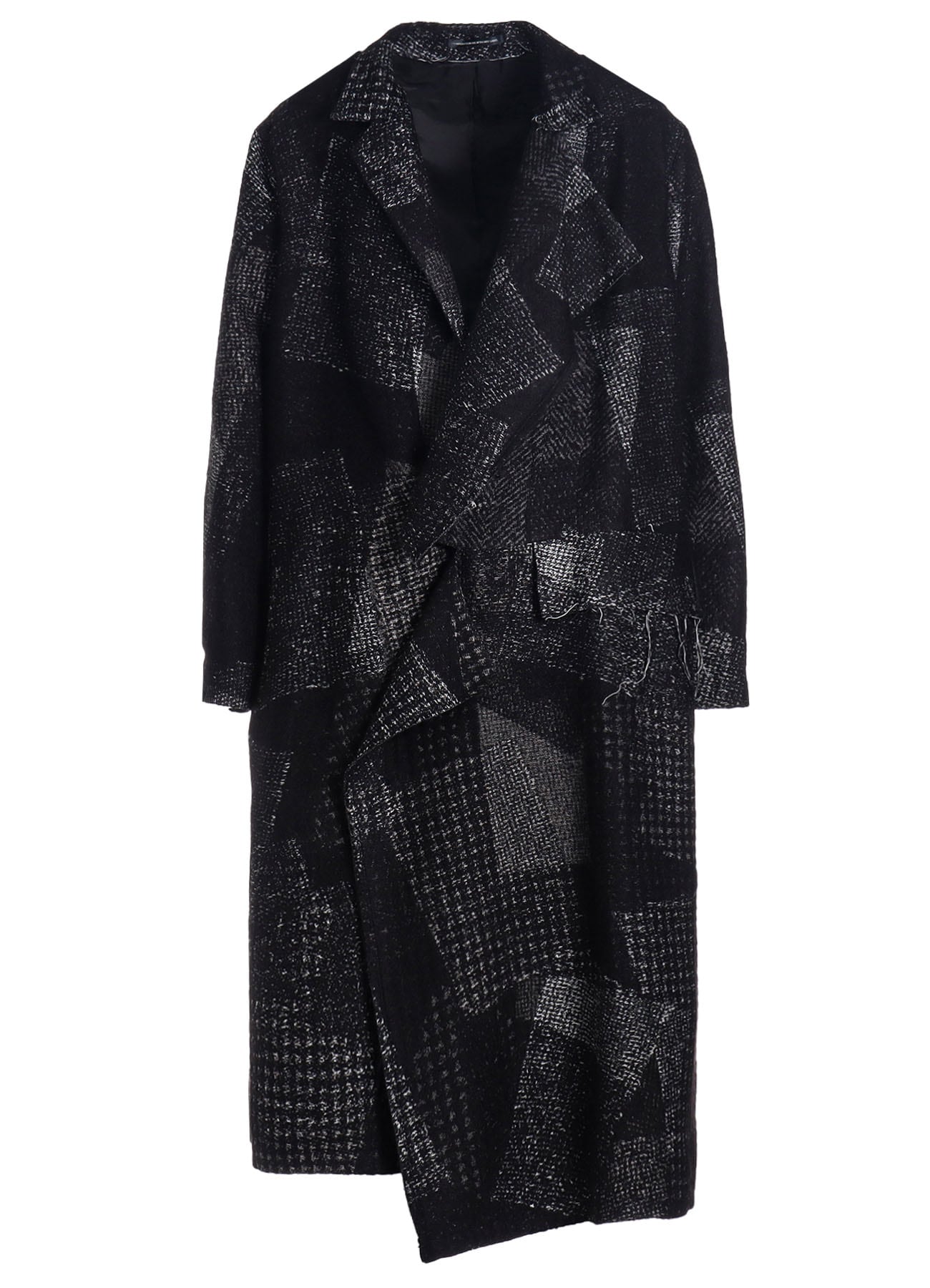 WOOL COTTON RANDOM HOUNDSTOOTH JQ LEFT FRONT CUT COAT