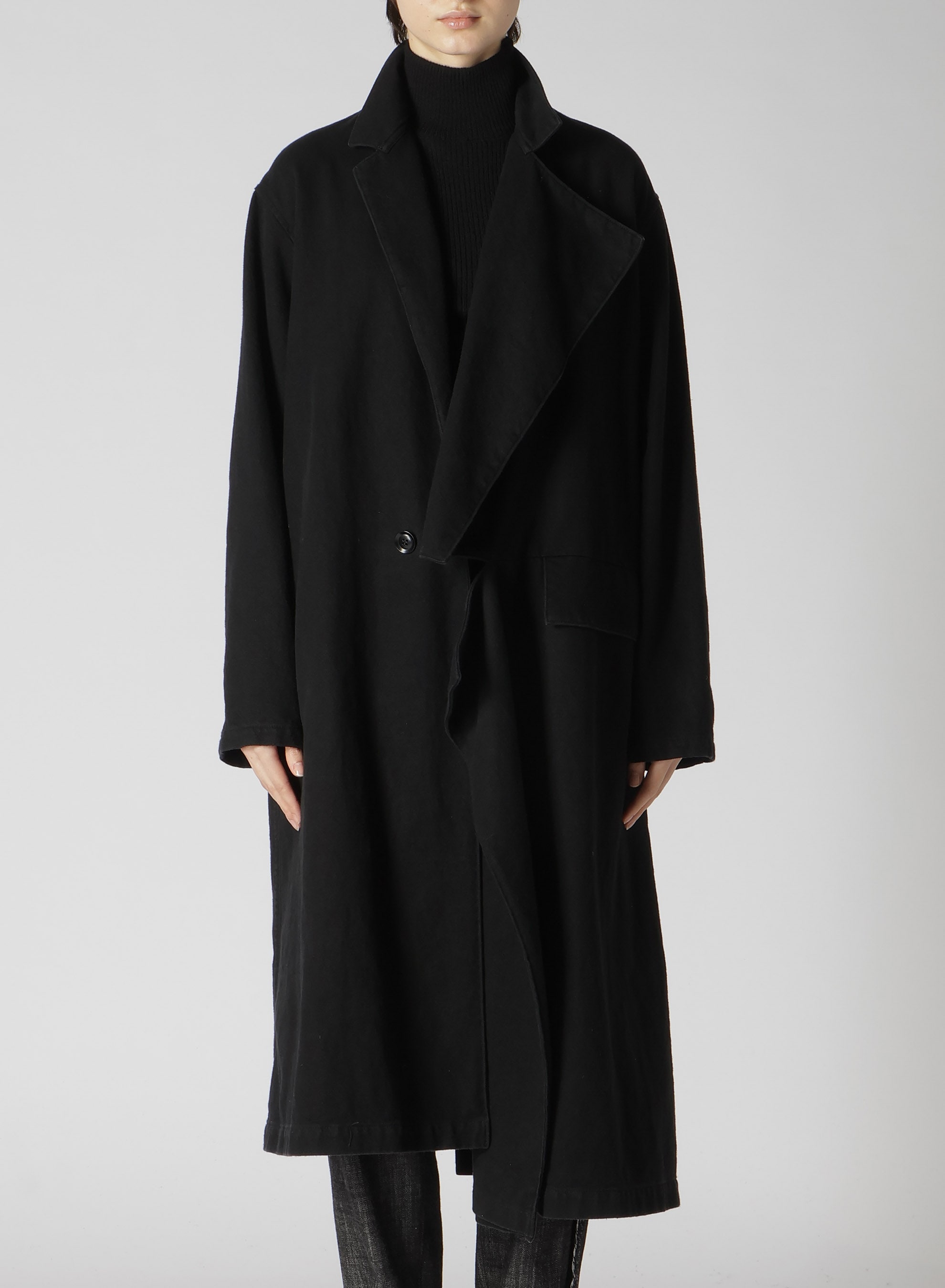 C/LI GABARDINE LEFT FRONT CUTTING COAT(XS Black): Y's｜THE SHOP YOHJI  YAMAMOTO