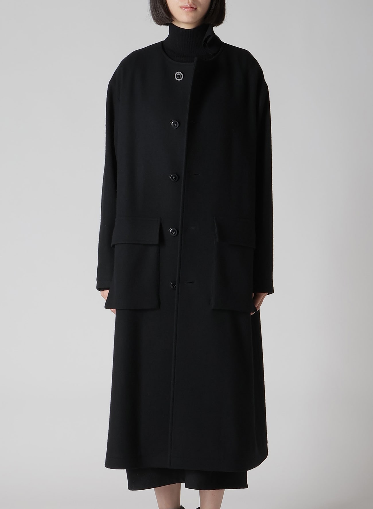 【11/1 12:00 Release】WOOL SINGLE MOSSER COLLARLESS COAT