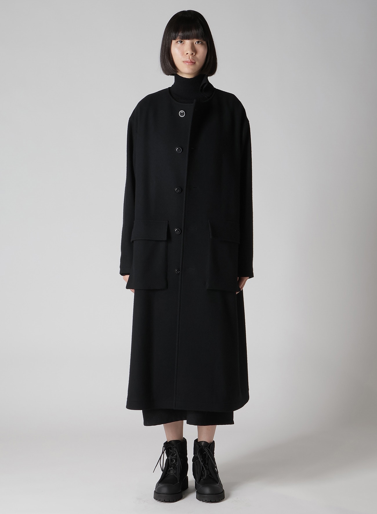 【11/1 12:00 Release】WOOL SINGLE MOSSER COLLARLESS COAT