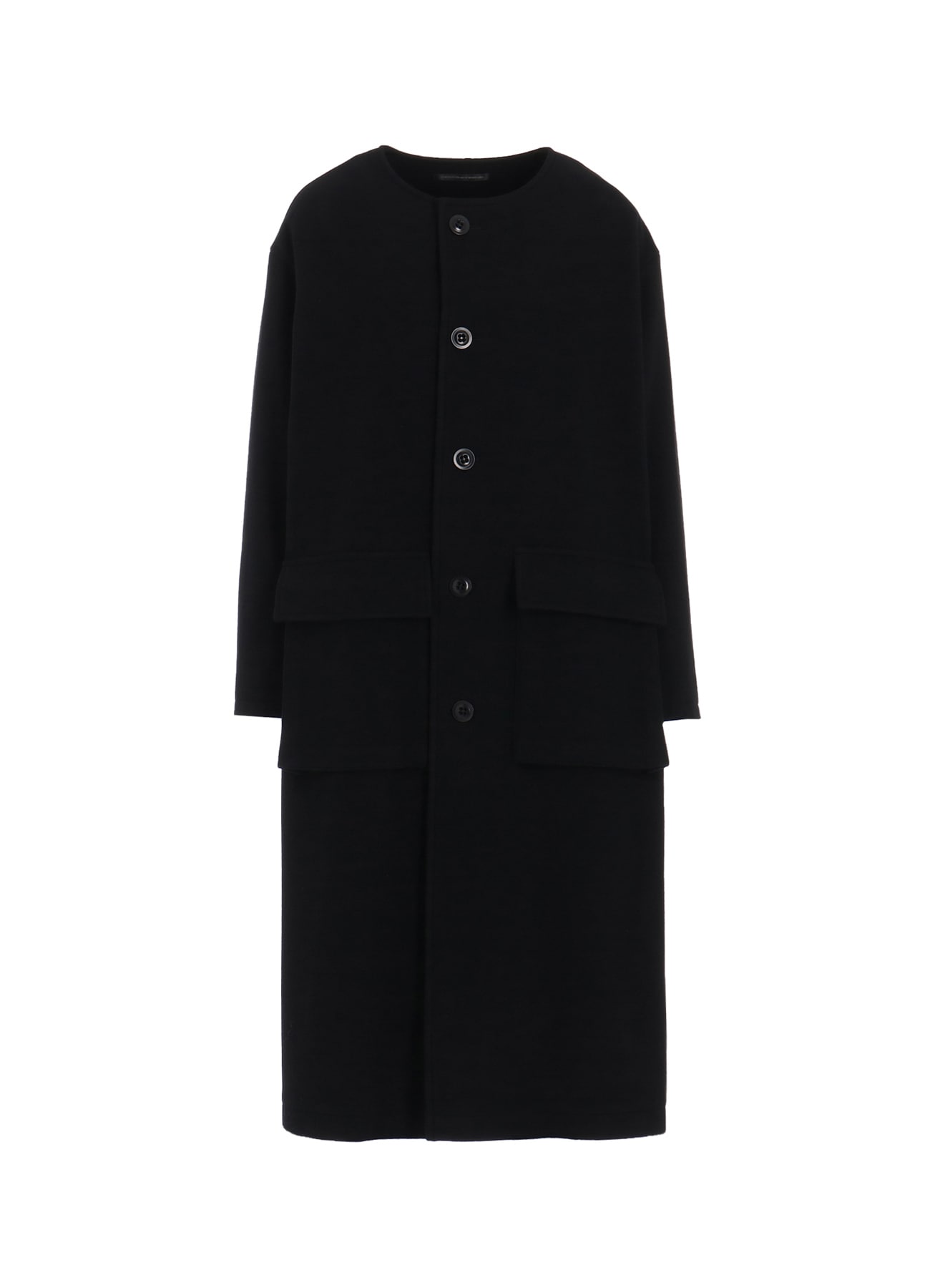 WOOL SINGLE MOSSER COLLARLESS COAT