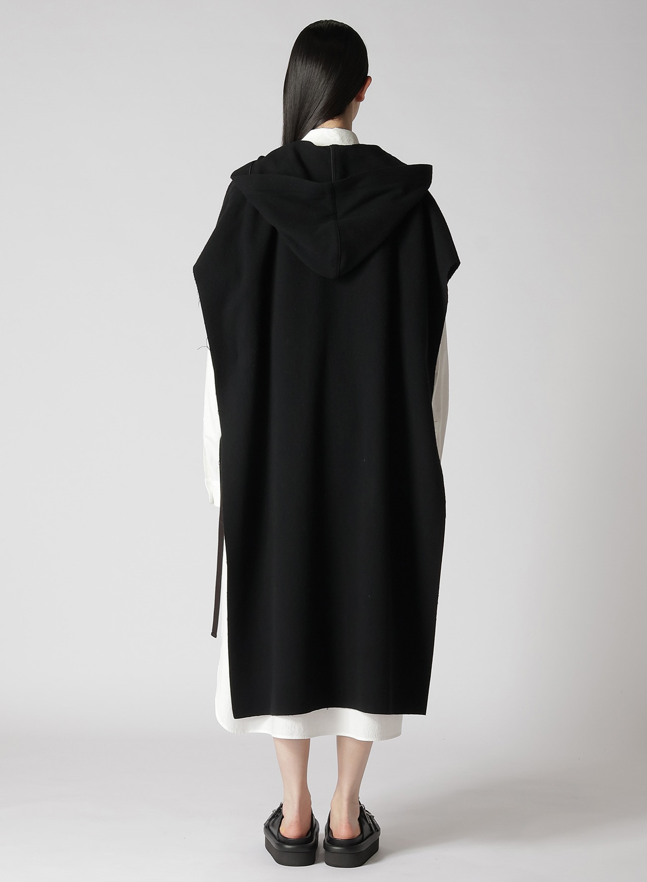 CASHMERE BLEND HOODIE PONCHO