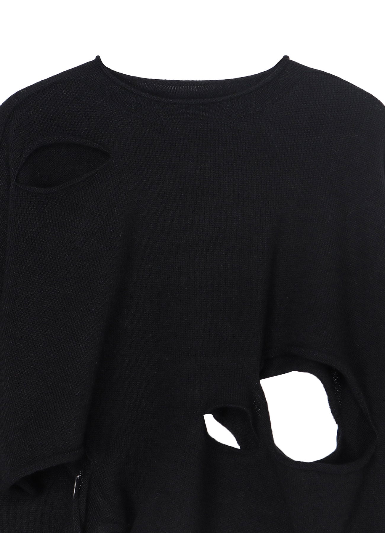 WOOL BLEND JERSEY ROUND NECK HOLED PULLOVER