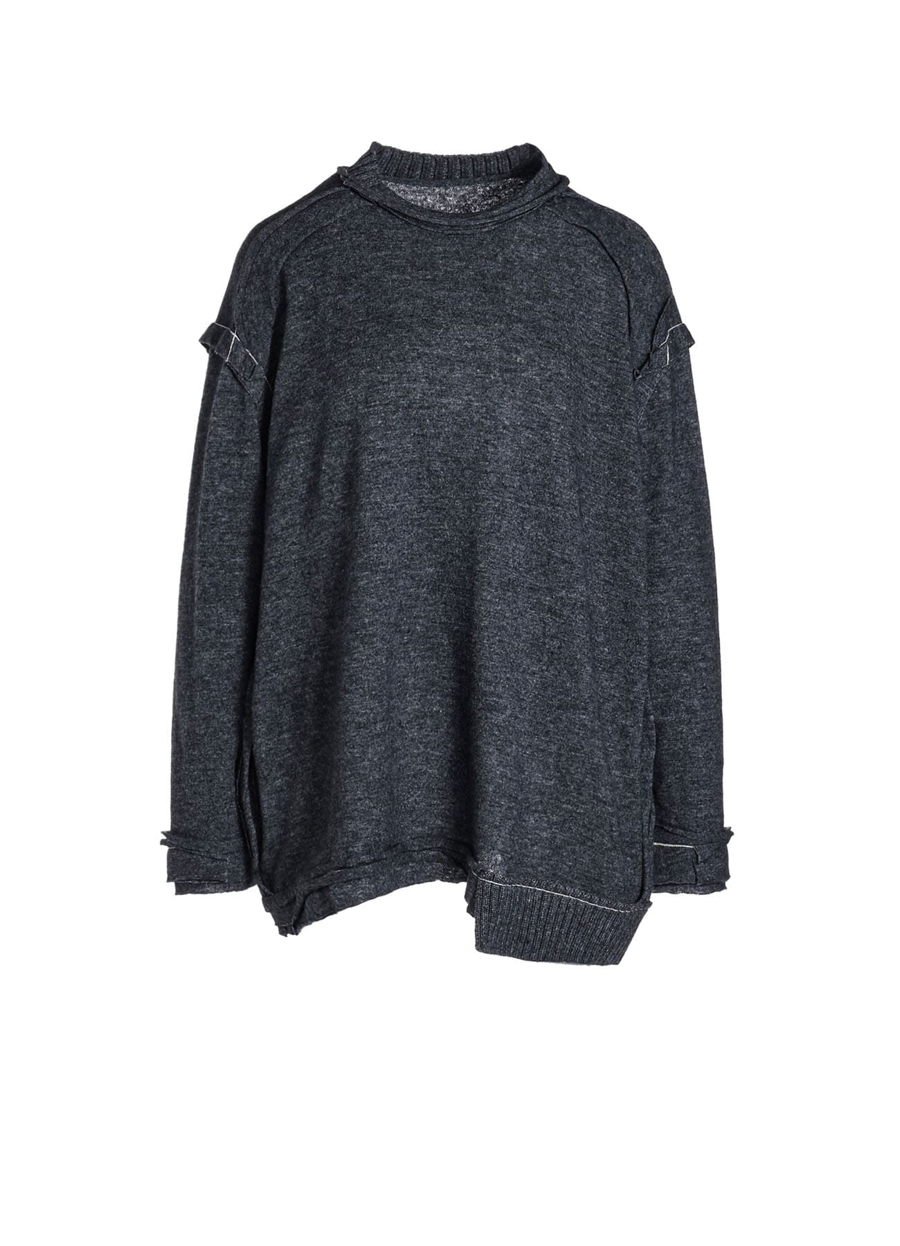 【9/1 12:00 Release】WOOL BLEND RIB BLEED DOUBLED ROUND NECK PULLOVER