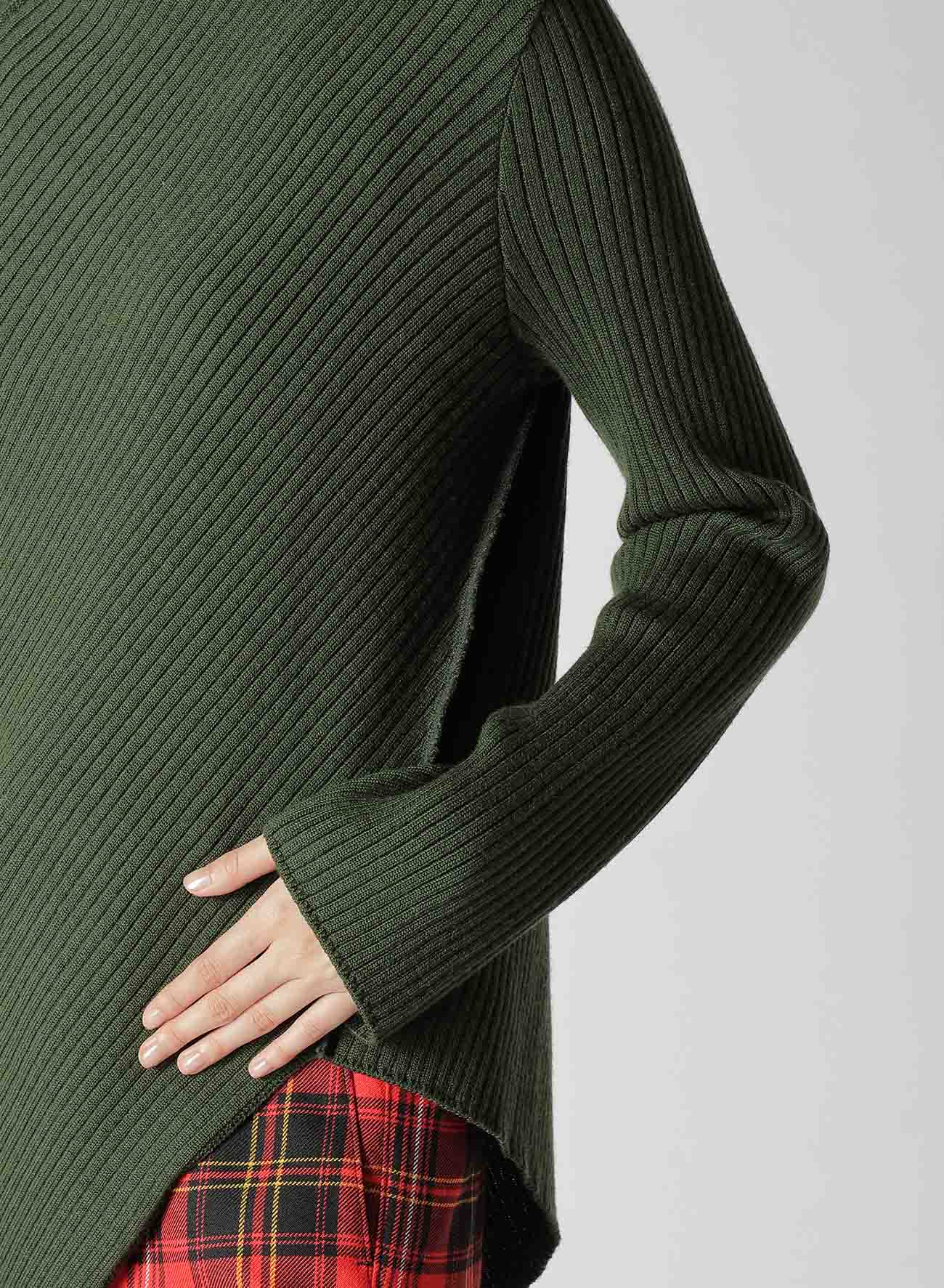 WOOL ASYMMETRIC RIB KNIT